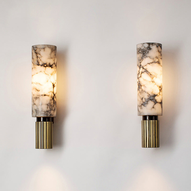 Modern Luxury Brass Wall Lamp with Marble Look