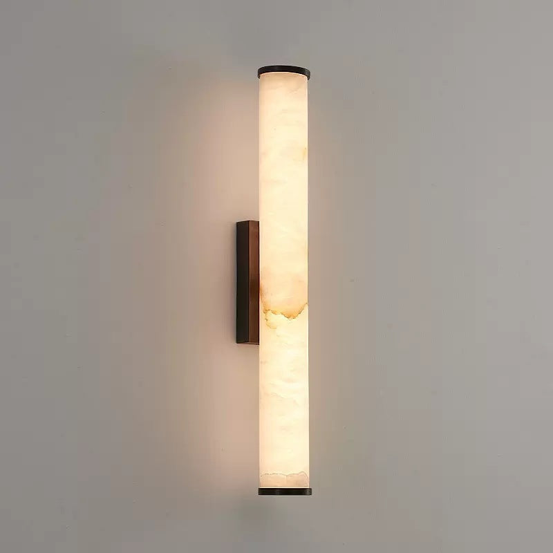 Linear Marble Wall Lamp with Brass Structure
