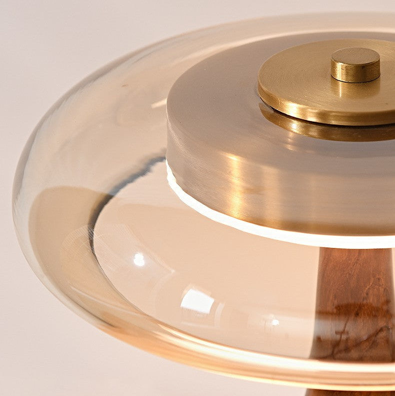 Vintage Wood and Glass Table Lamp