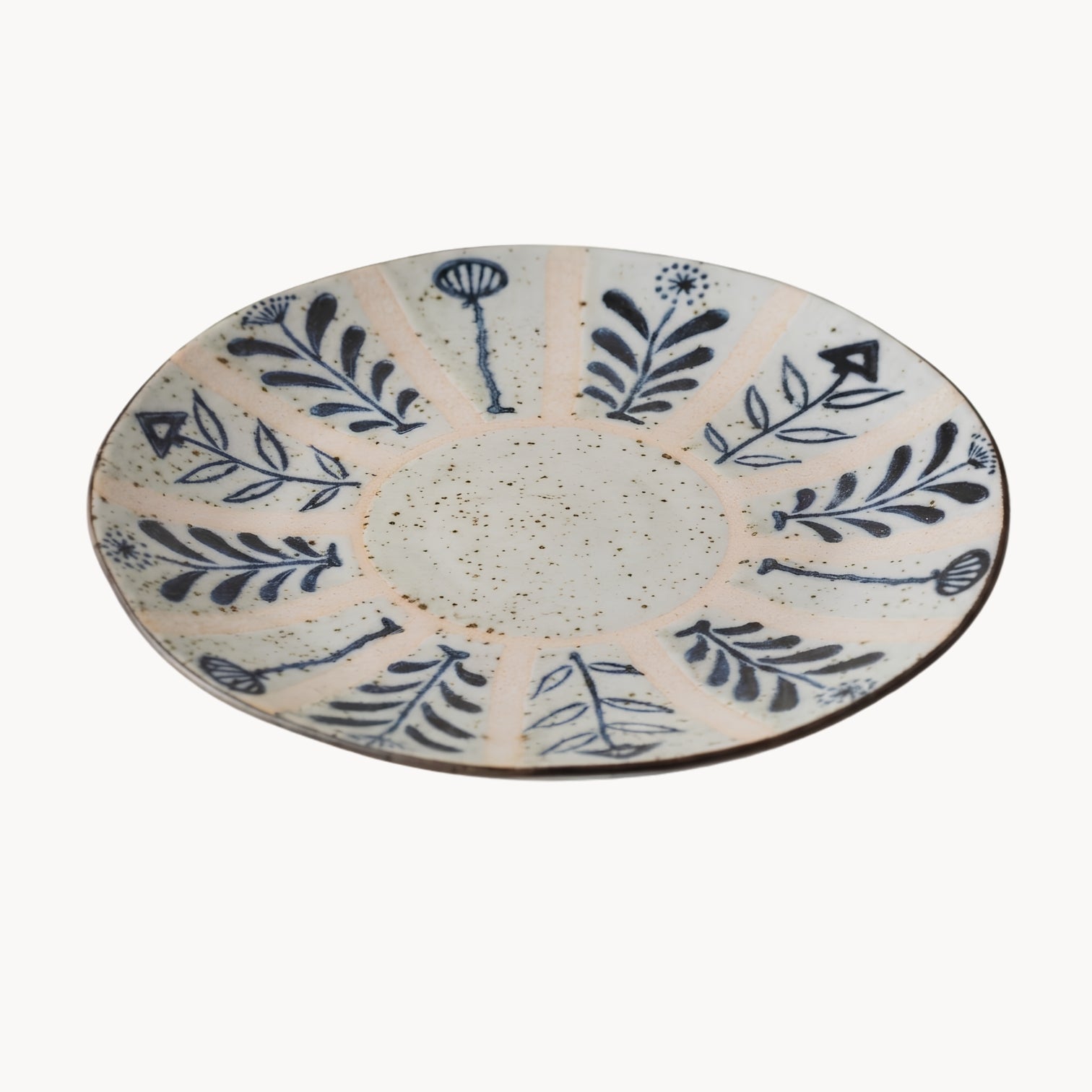 Handcrafted Hand-Painted Breakfast Plate in Blue and White