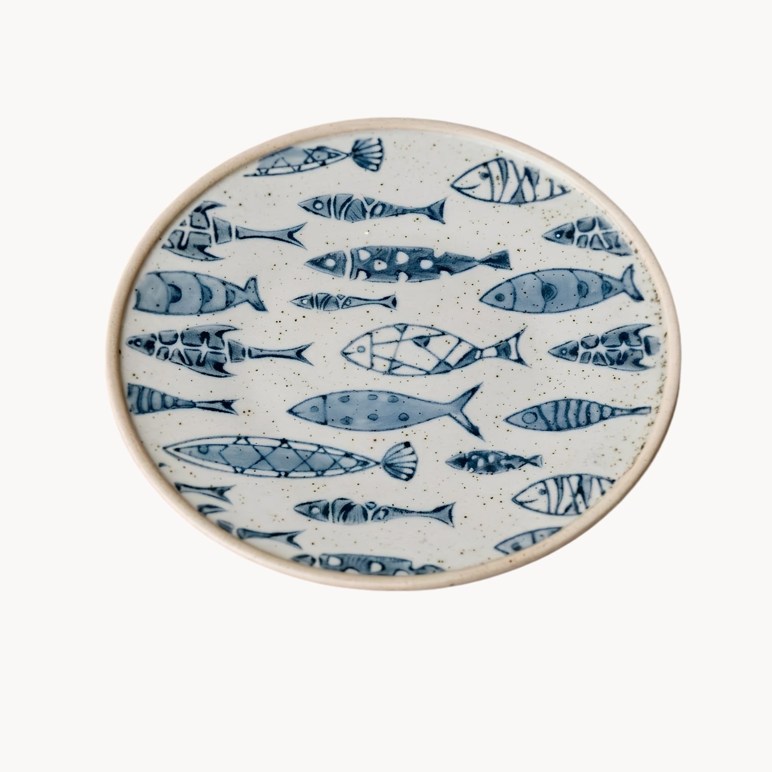 Handcrafted Hand-Painted Breakfast Plate in Blue and White