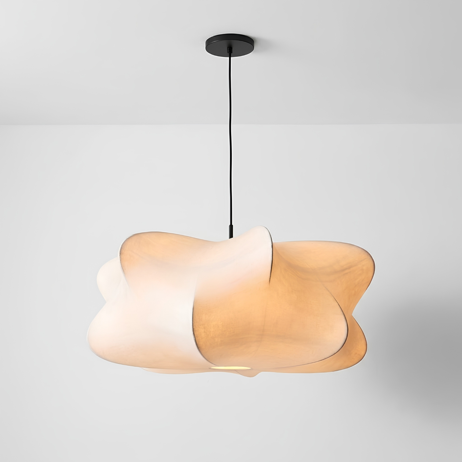 Lunensa Pendant Light Silk White – Wabi-Sabi Japandi Hanging Lamp E27, for Dining Table & Living Room