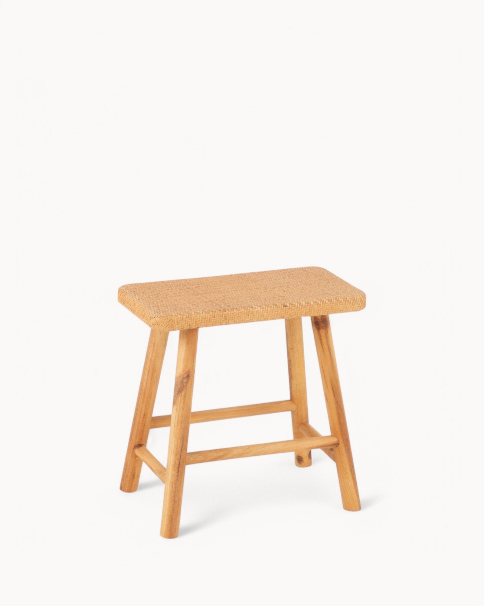 J-Line – Rectangular Rattan Stool – Natural Fir Wood, Handwoven Seat