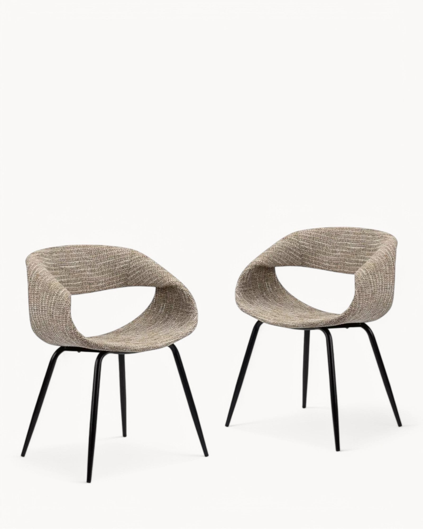 Whale Chair - Set of 2 - Coco Brown - 61x53x81 cm - Upholstered with Metal Legs