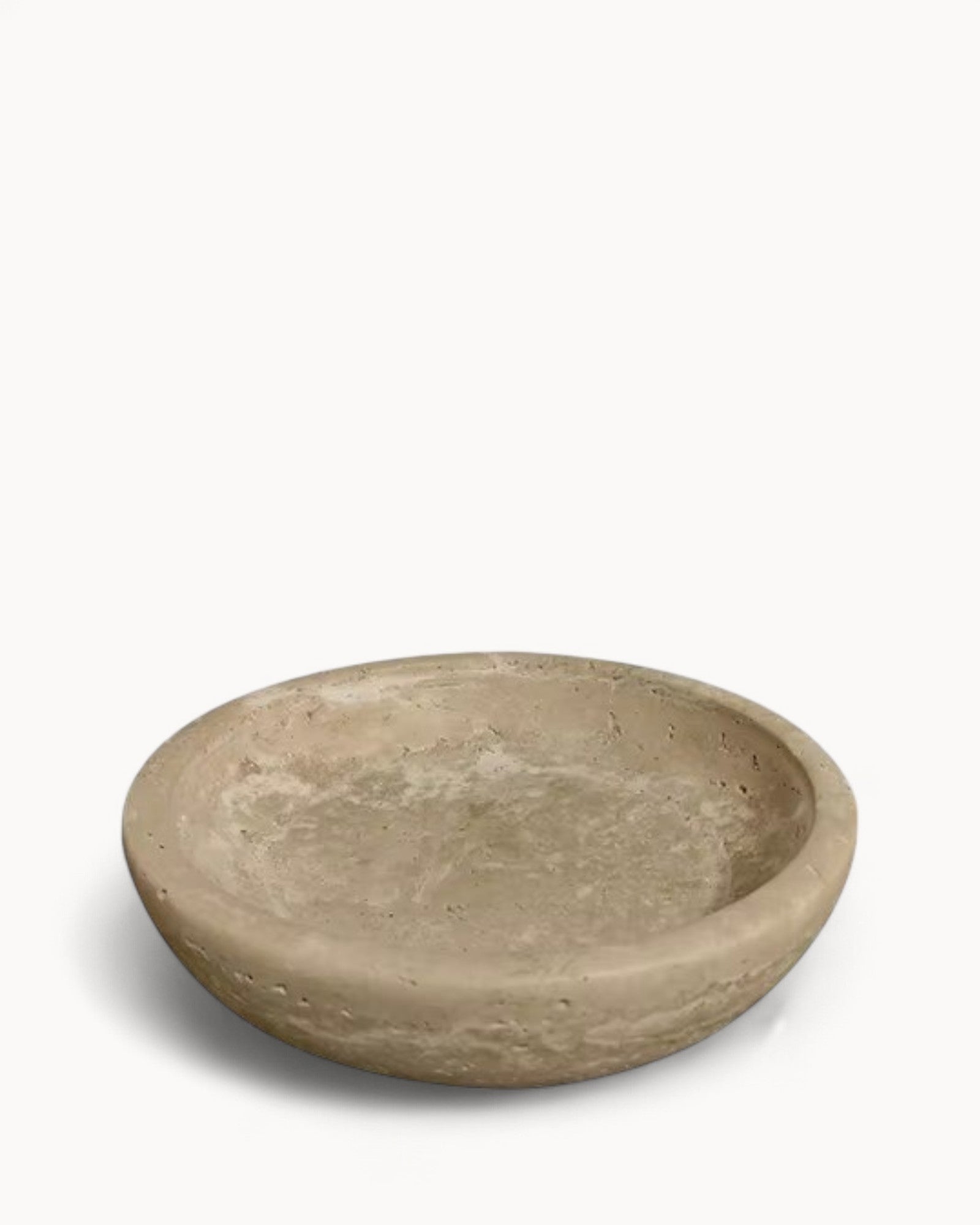 Handmade Travertine Bowl - Beige Decorative Bowl Made of Natural Stone 20cm