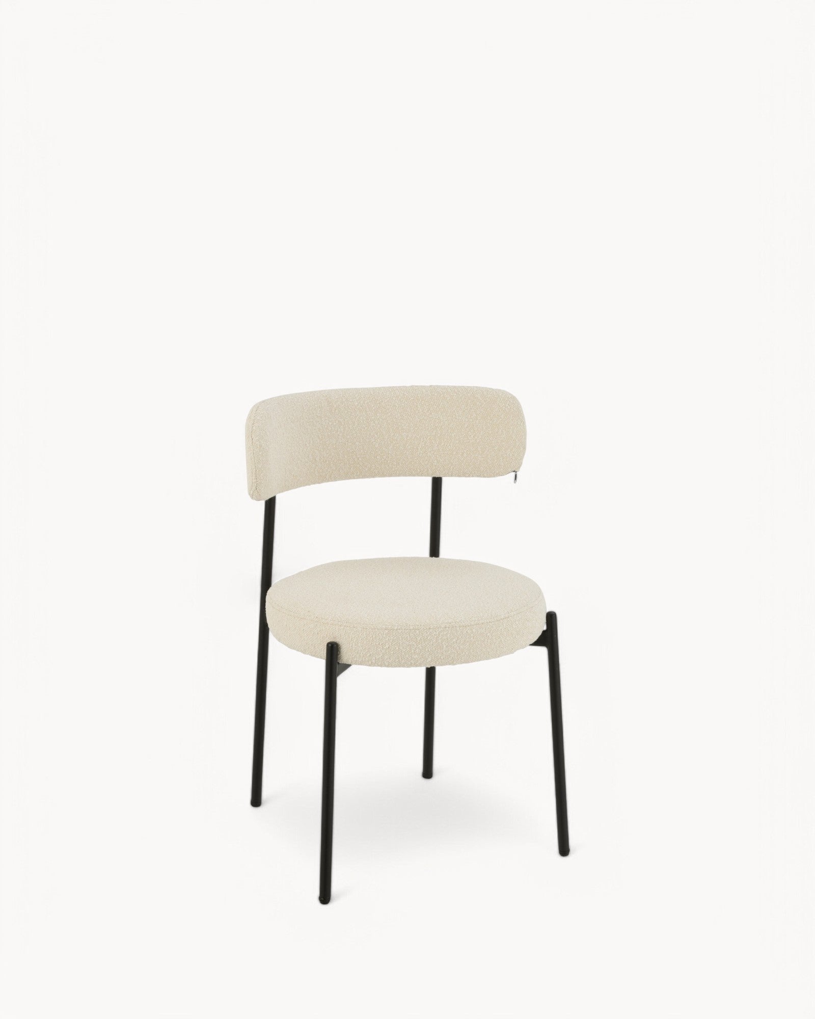 J-Line – Boucle Dining Chair – White/Black, Plywood Frame, Modern Design