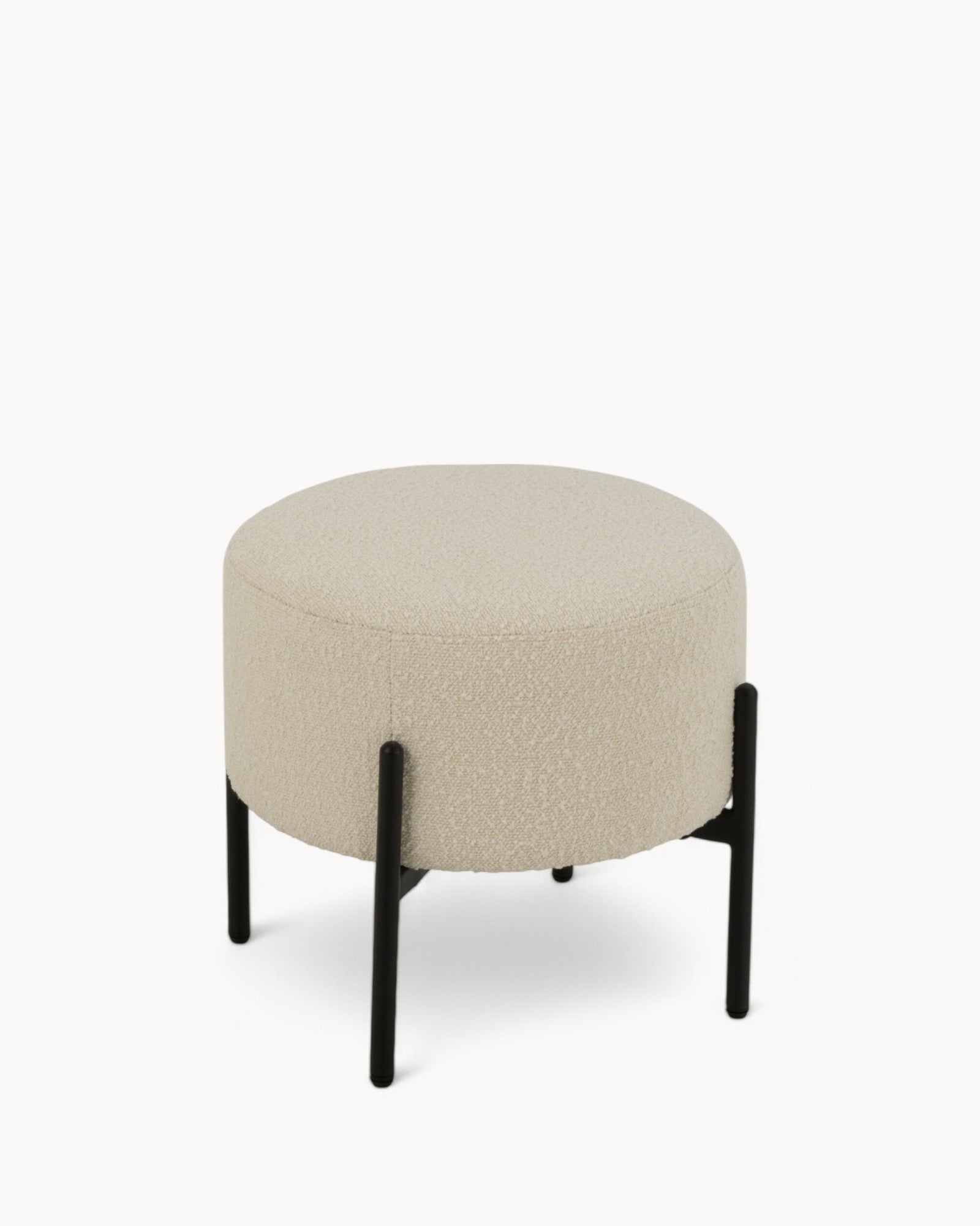 J-Line – Stool Bouclé – White & Black, Plywood & Polyester, 44x41.5 cm