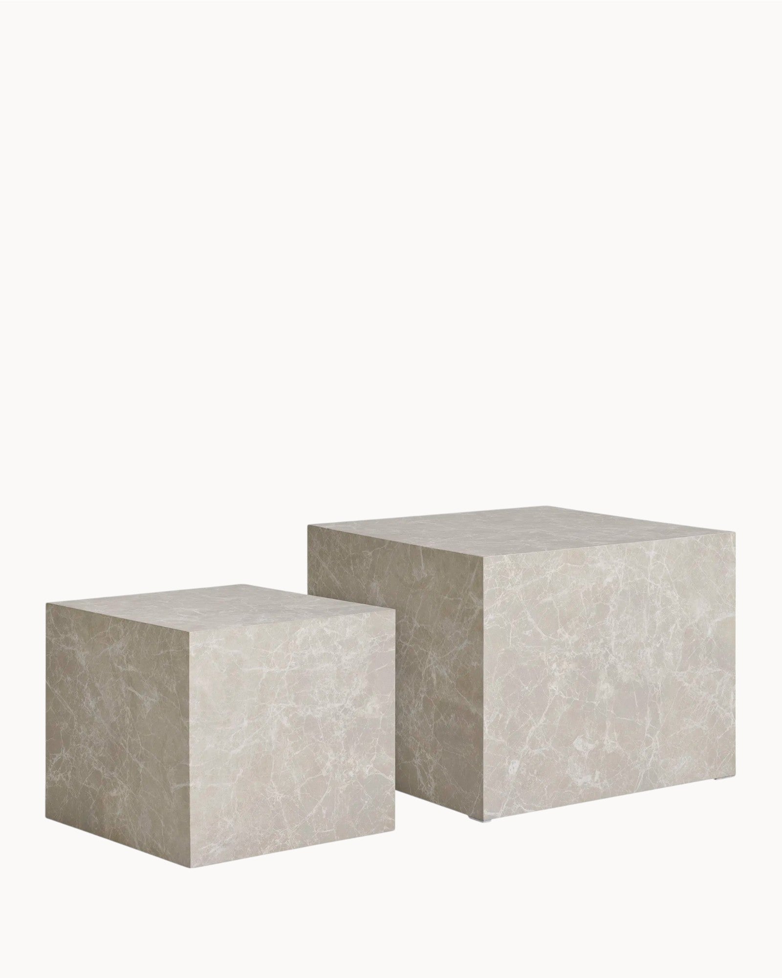 Prague Coffee Table Set - Marble Look Beige, Round, Set of 2