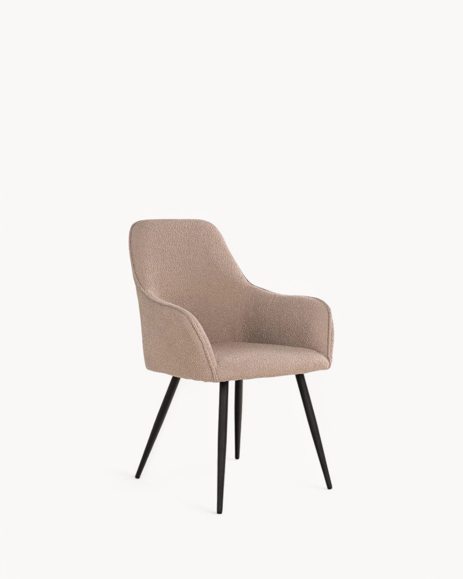 Harbo Dining Chair - Bouclé Beige, Black Metal Legs
