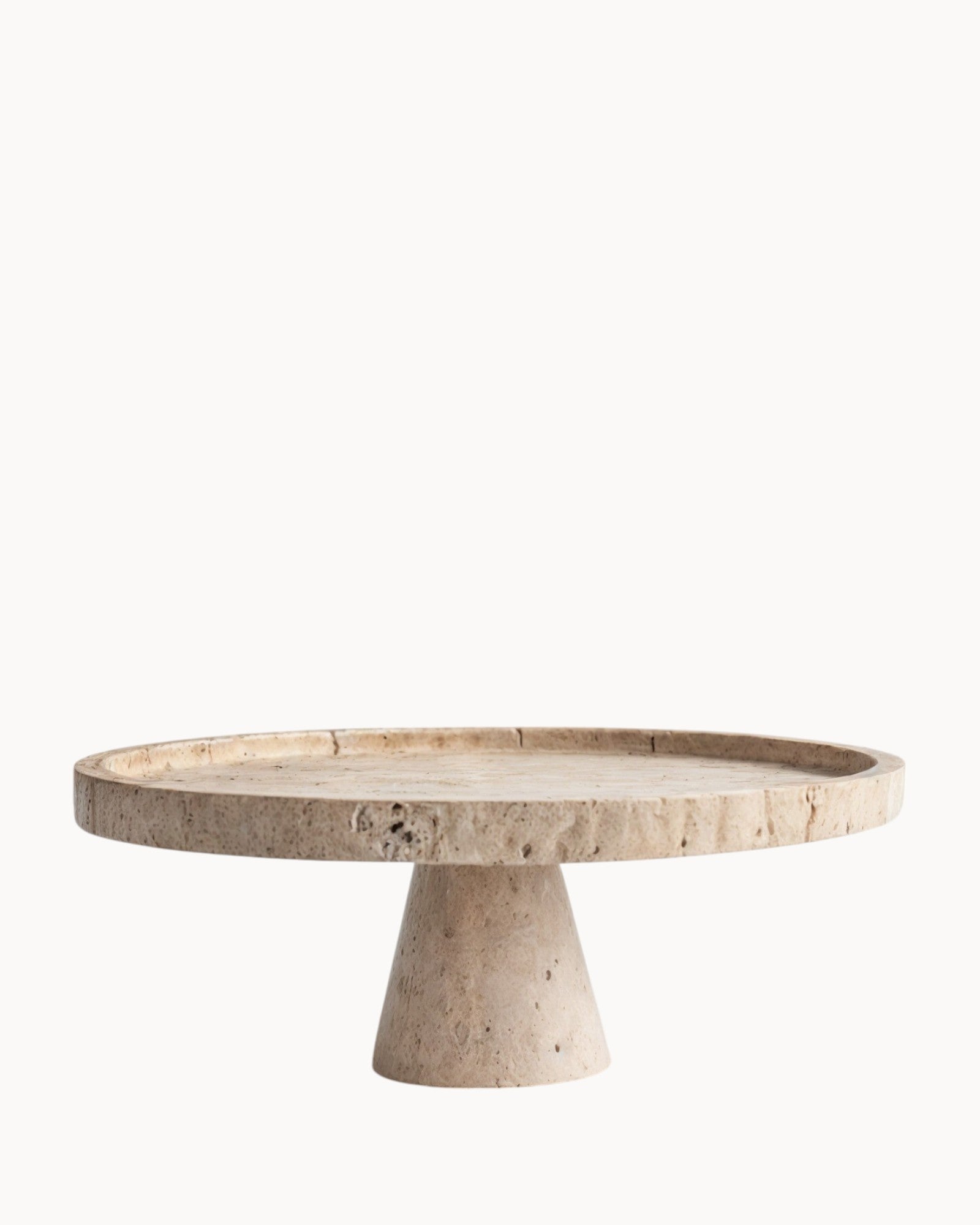 Kiwano - Marble Cake Stand Beige Travertine 28cm Handmade