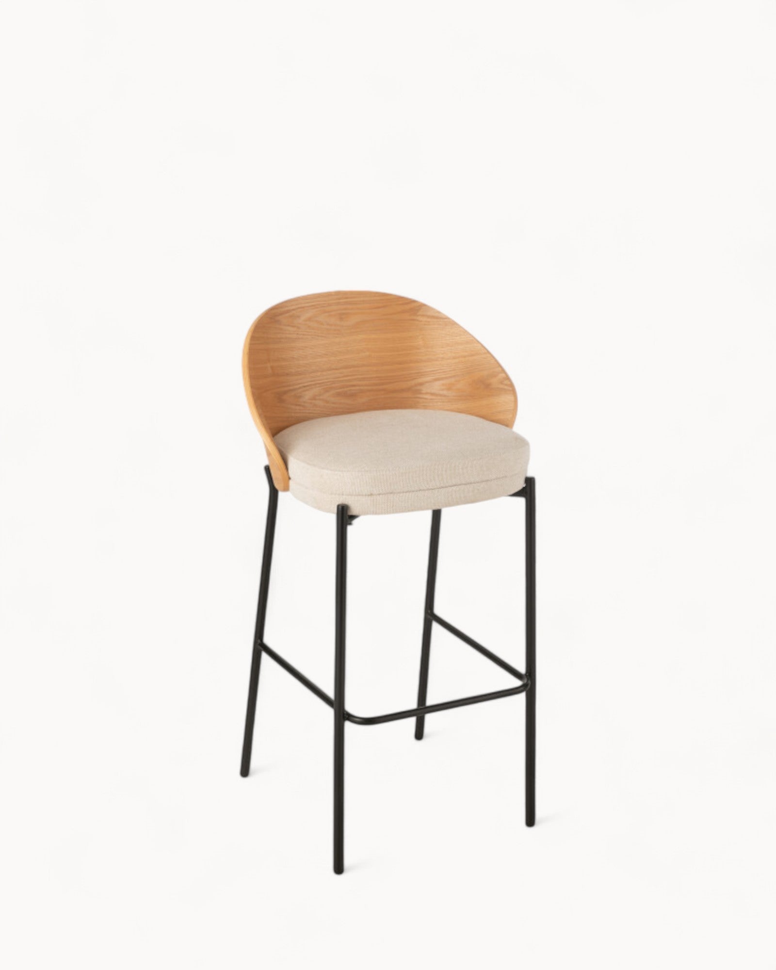 J-Line Bar Stool - Natural Beige - Plywood/Metal - Seat Height 76 cm