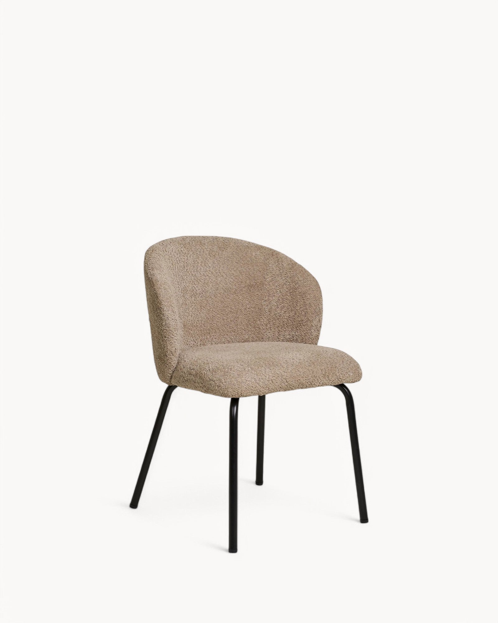 Safira Dining Chair - Beige Bouclé with Black Steel Legs