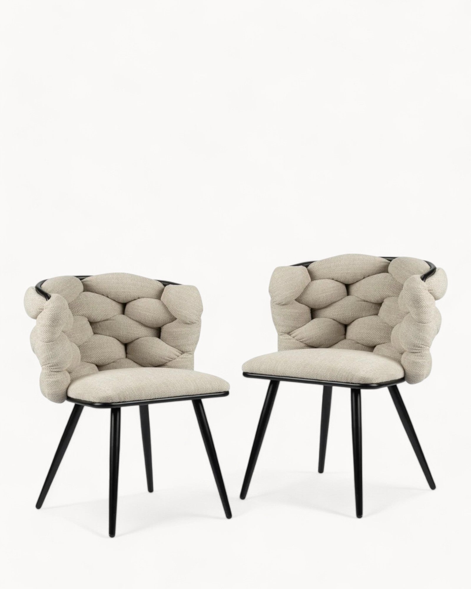 Pole to Pole - Dining Chair Beige - Set of 2 - Woven Backrest