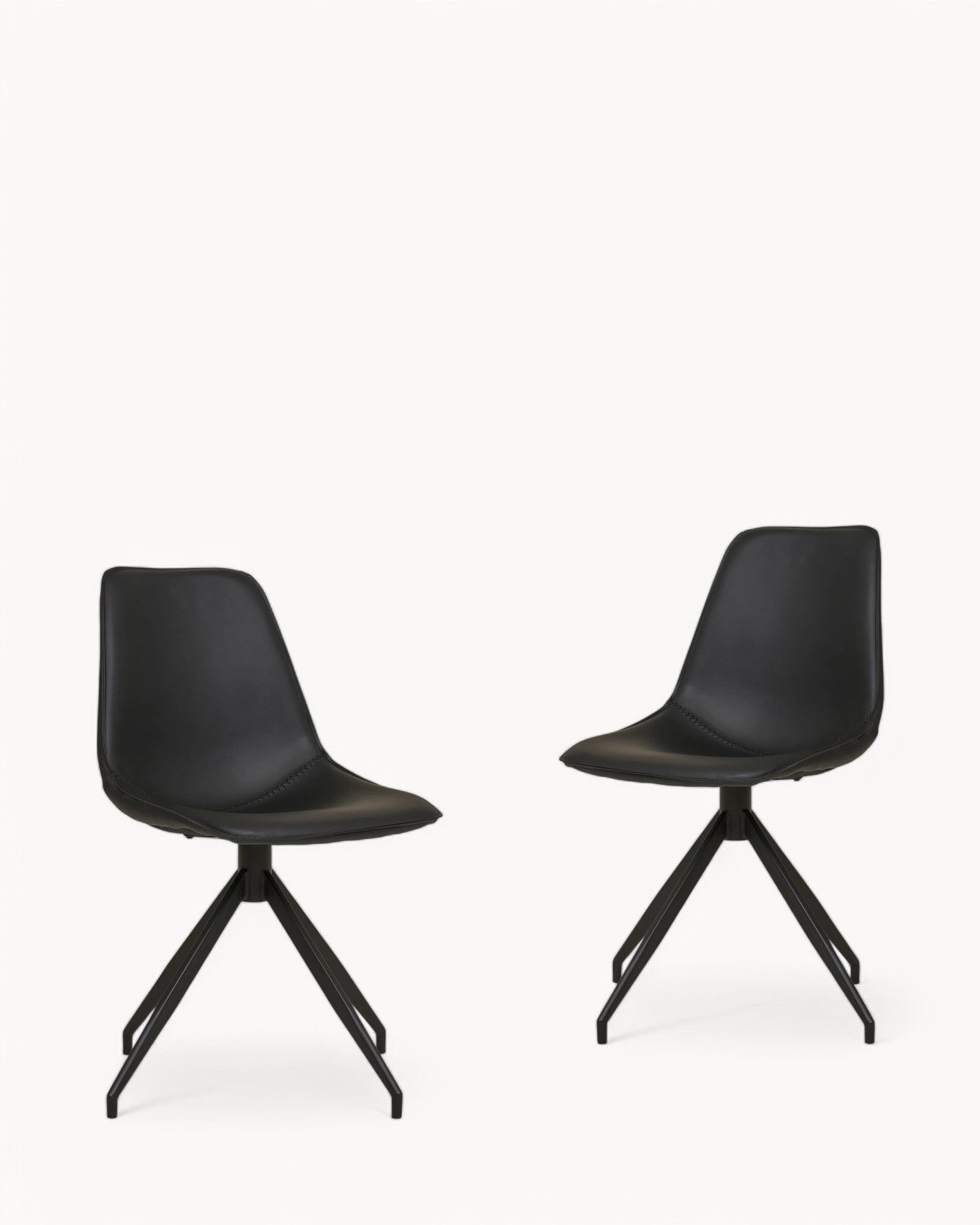 Monaco Dining Chair, Set of 2 - Black PU Leather, Swivel, Metal Legs, 86 cm