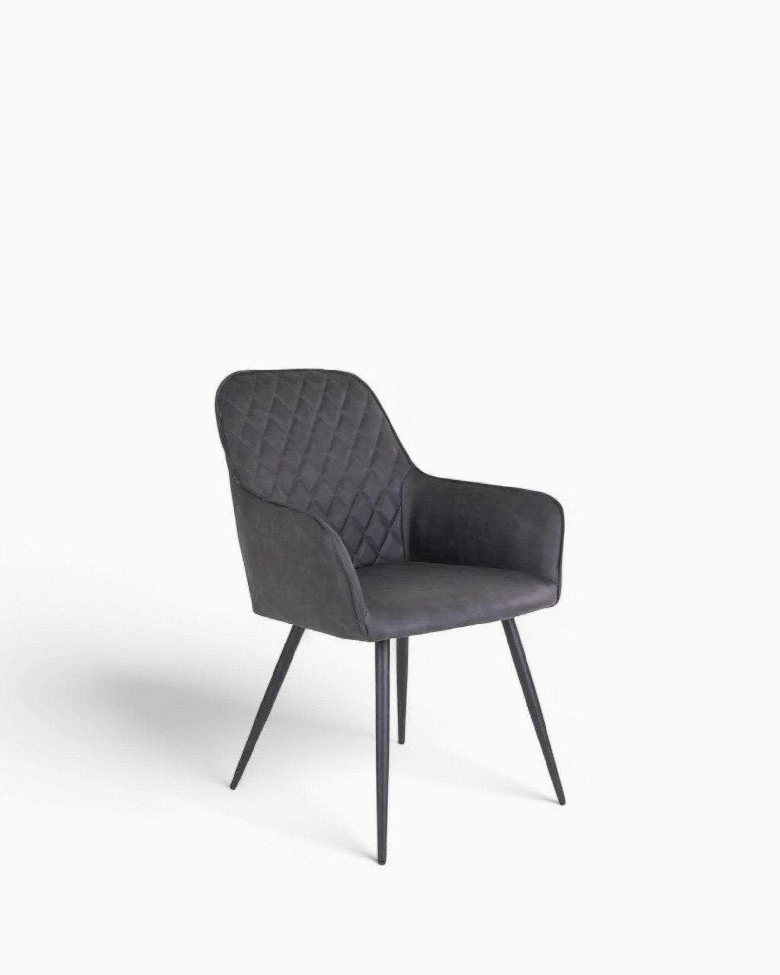 Dining Chair - Dark Gray PU Leather, Black Metal Legs