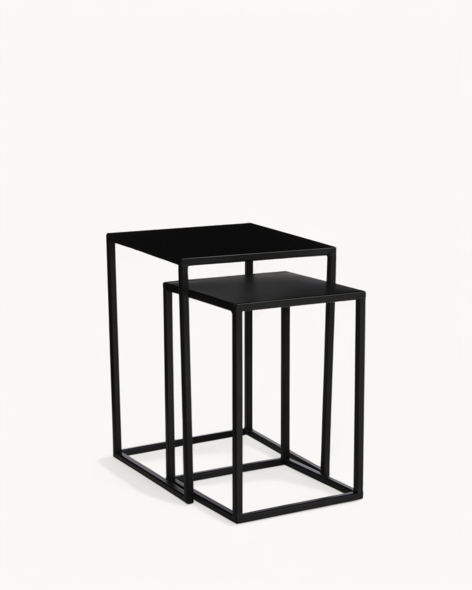 Mica Decorations - Goa Side Table Set of 2 - Black Metal - 30x30x42 cm