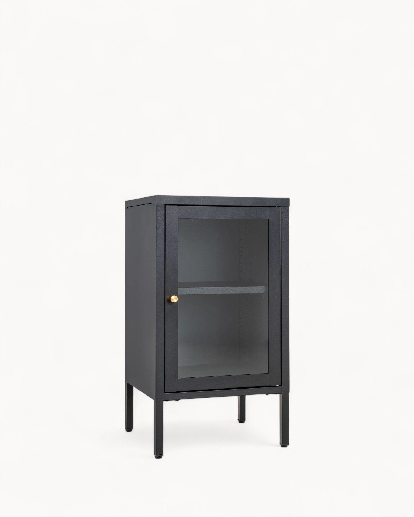 Metal Cabinet with Glass Door - Black - 38x35x70 cm - Modern Design