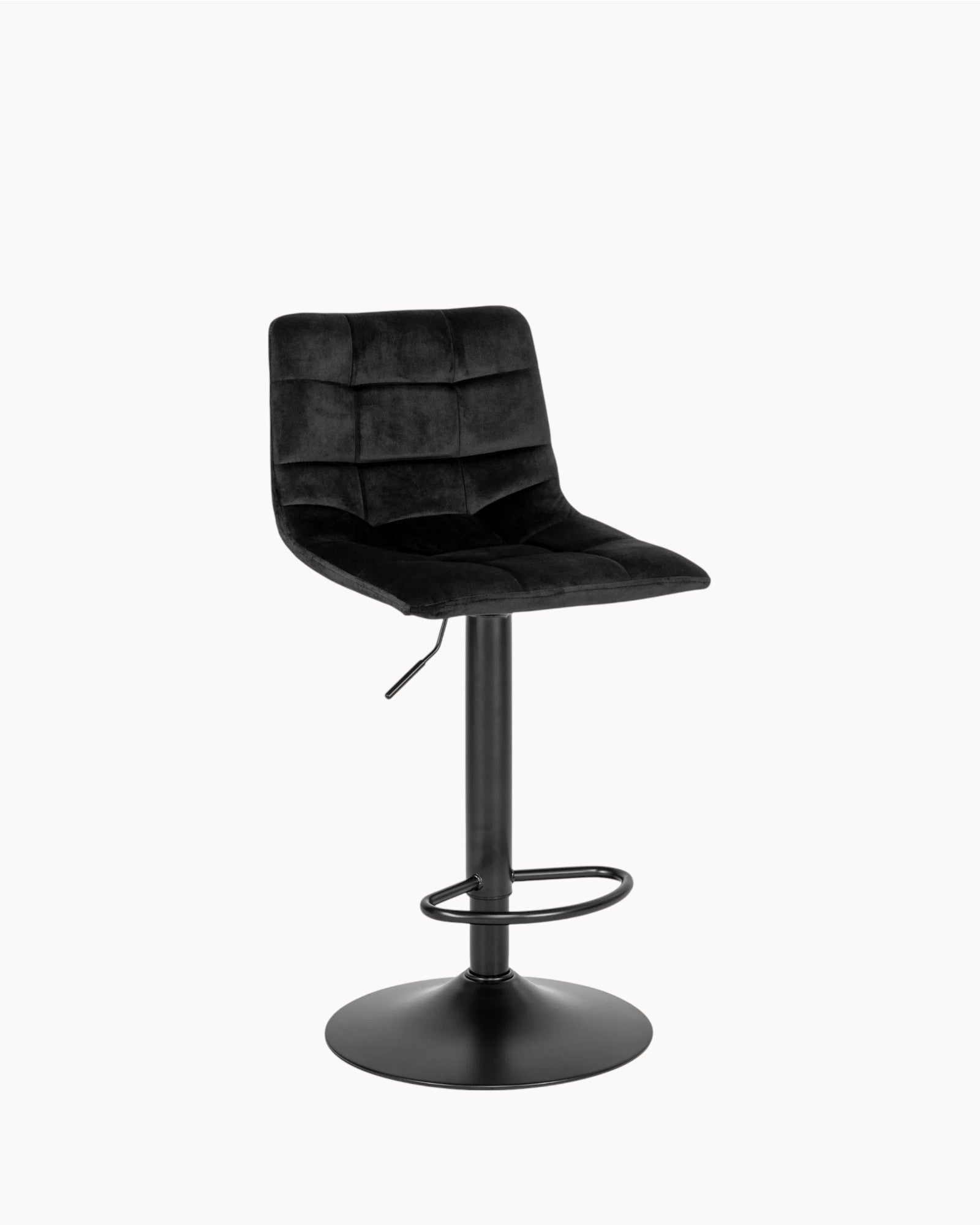 Middelfart Bar Stool - Black Velvet, Metal Frame, Height Adjustable