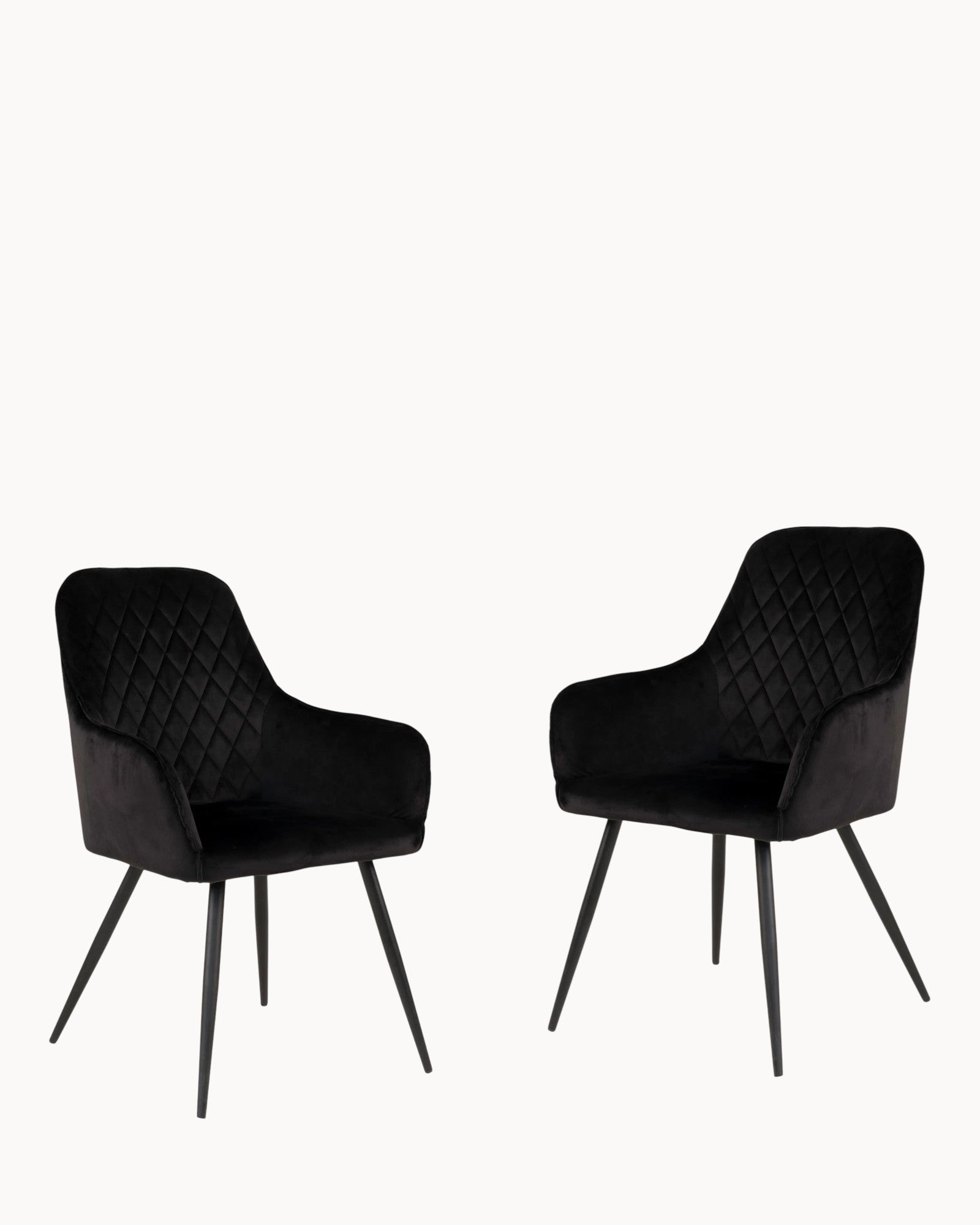 Harbo Dining Chair Set of 2 - Black Velvet - Comfortable Chair