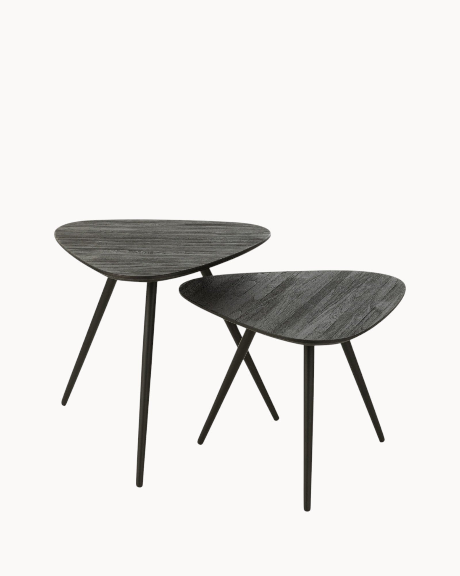 J-Line - Set of 2 Triangular Bables - Recycled Teak & Black Metal