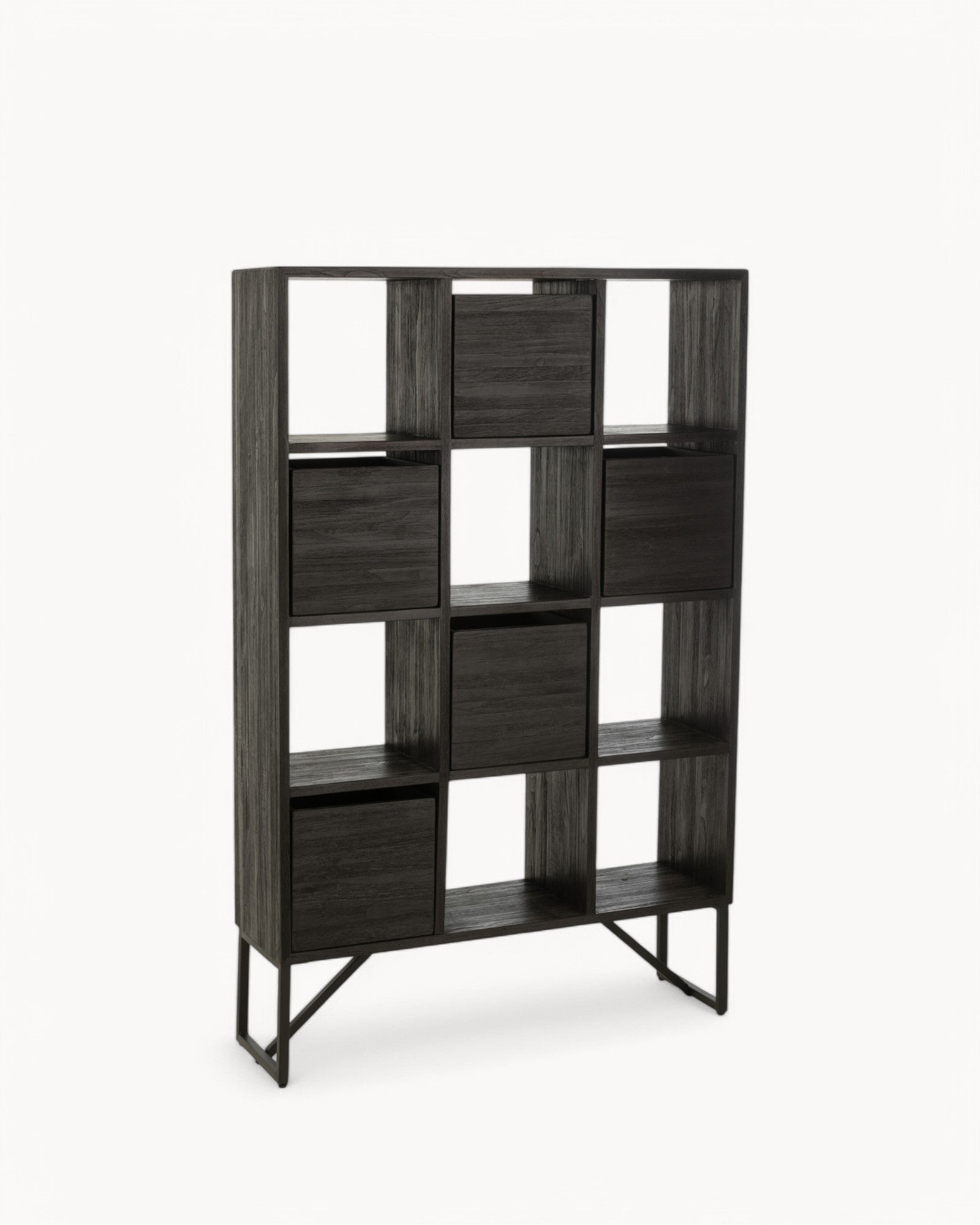 J-Line – Industrial Cabinet – Recycled Teak & Metal – Black – 158x100x30cm
