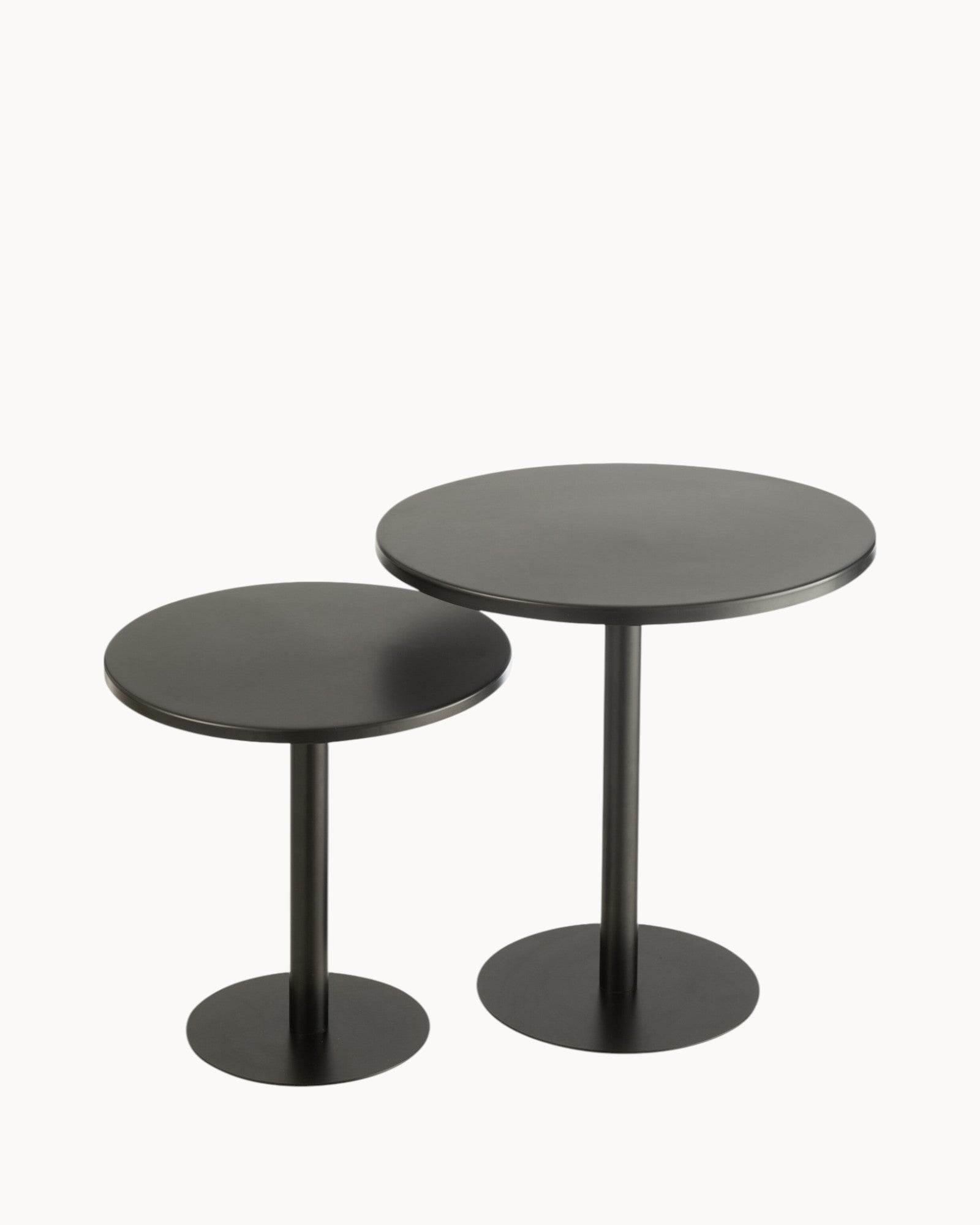 J-Line - Side Table Set - Round Black Metal - Set of 2, 40 cm