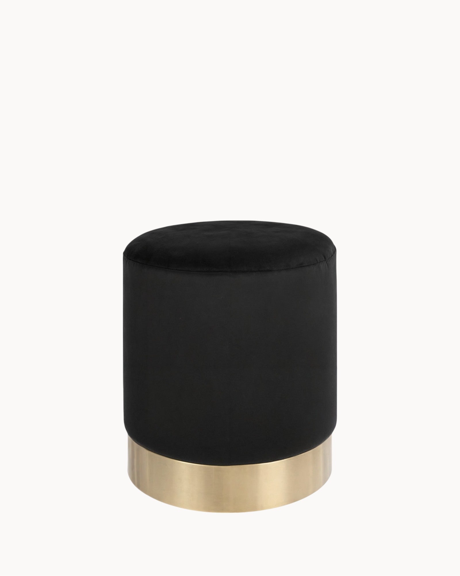 House Nordic - Pouf in Black Velvet with Brass-Colored Steel Base