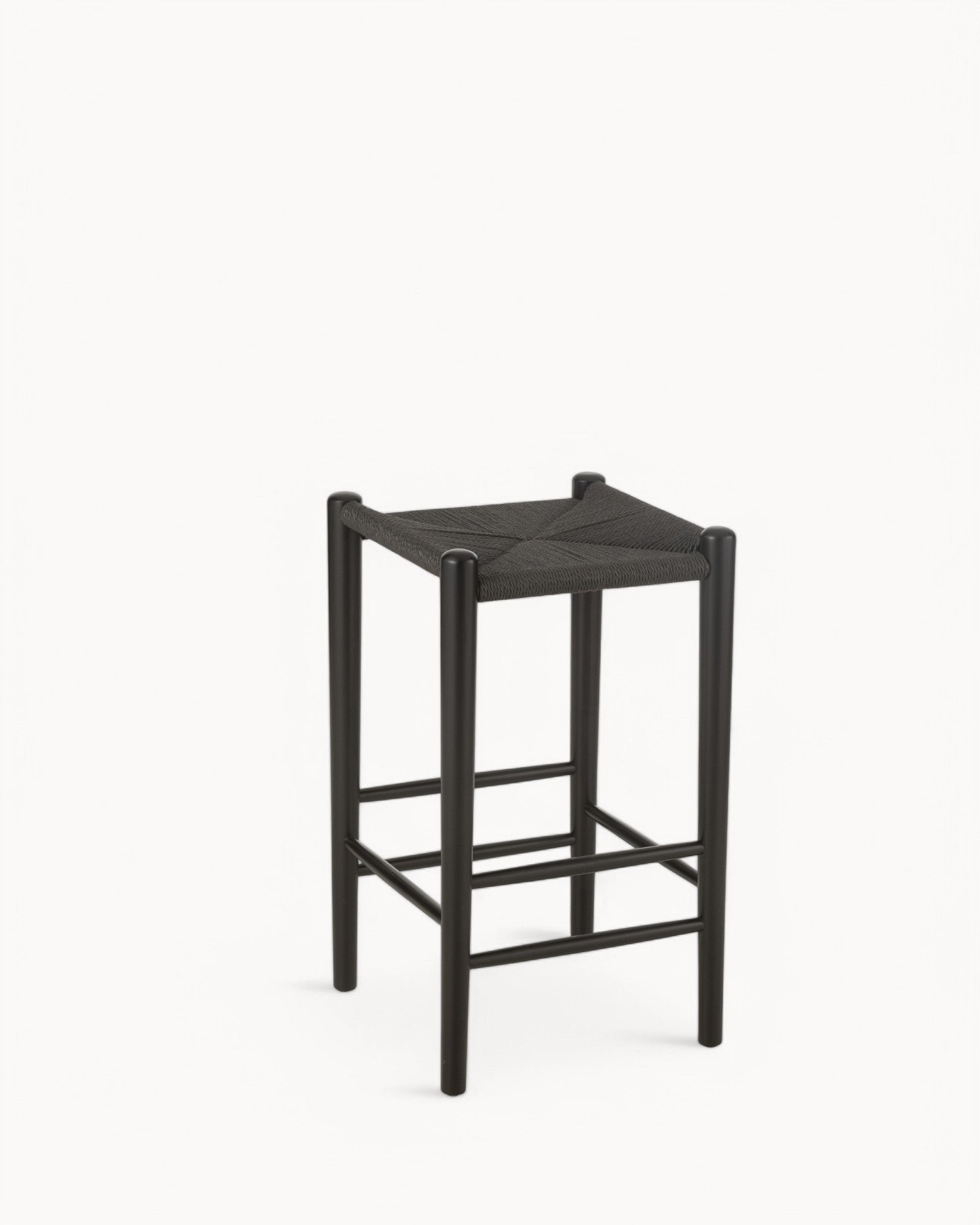 Bar Chair Orient – Beech Wood & Black Rope – Modern High Seat Design