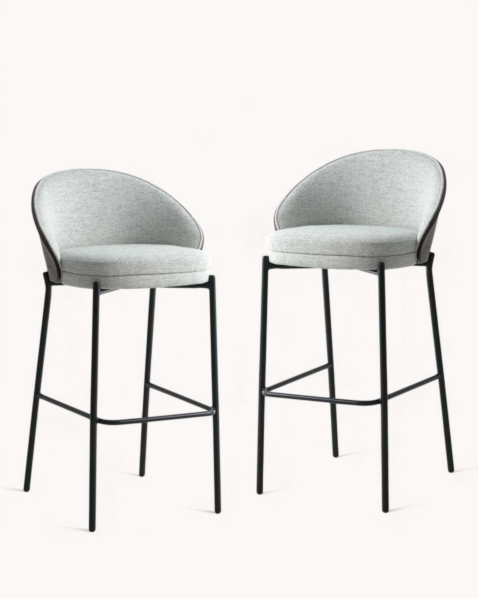 House Nordic - Canelas Bar Chair Set of 2, Gray/Brown/Black
