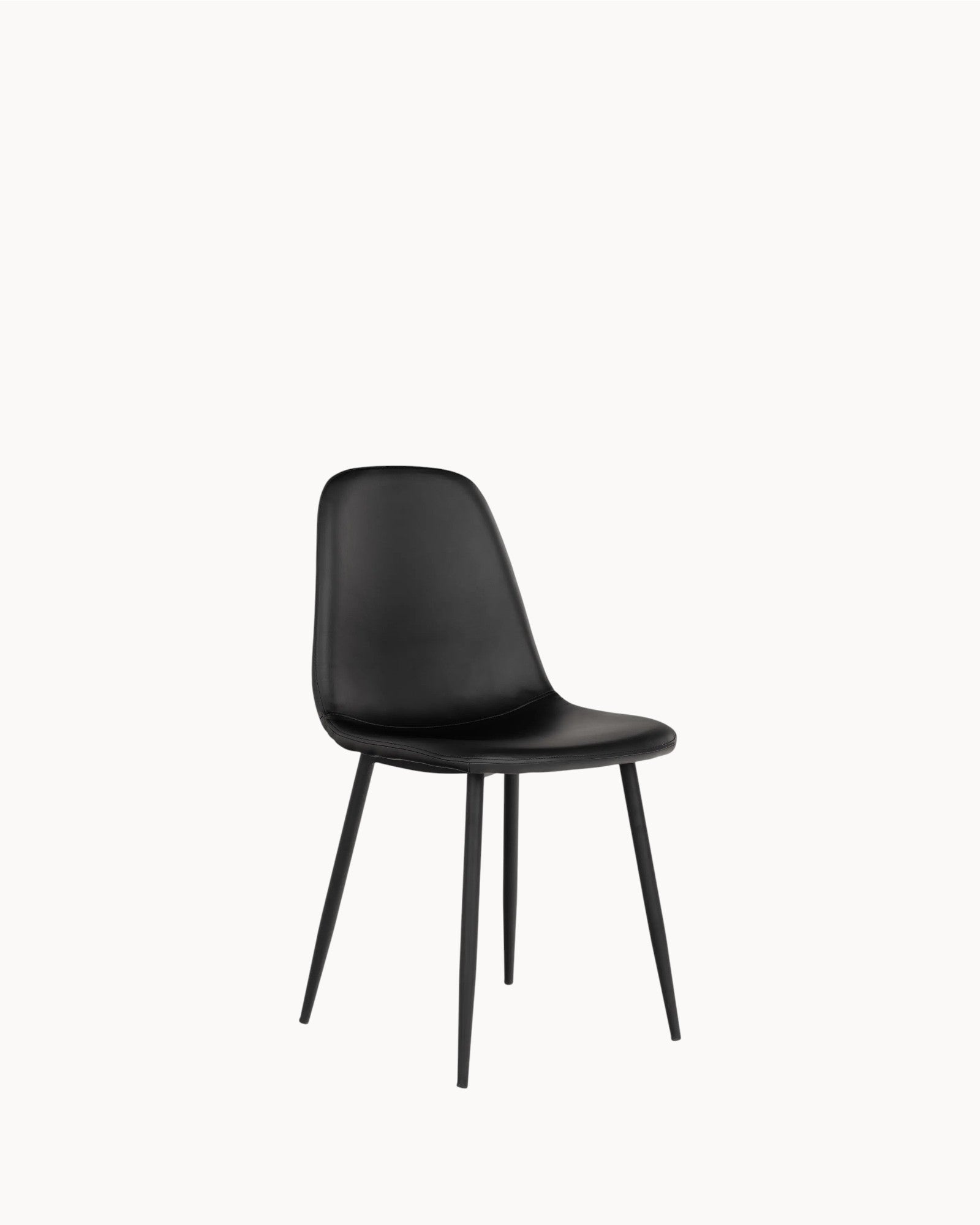 Stockholm Dining Chair - Black PU Leather, Metal Legs, Modern, 88cm