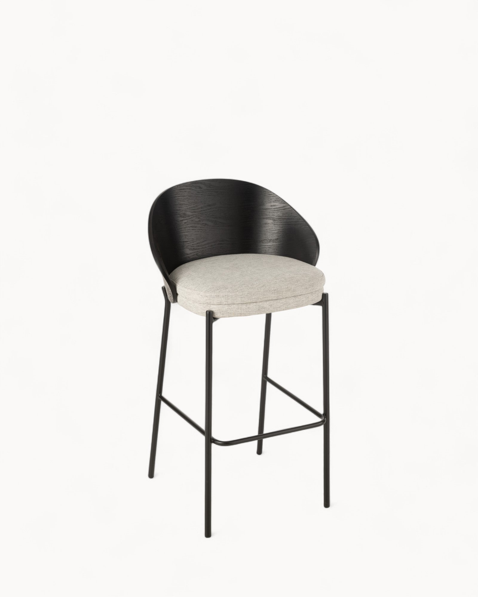 J-Line Barstool Lone - Plywood & Metal - Black/Grey - 50,5cm