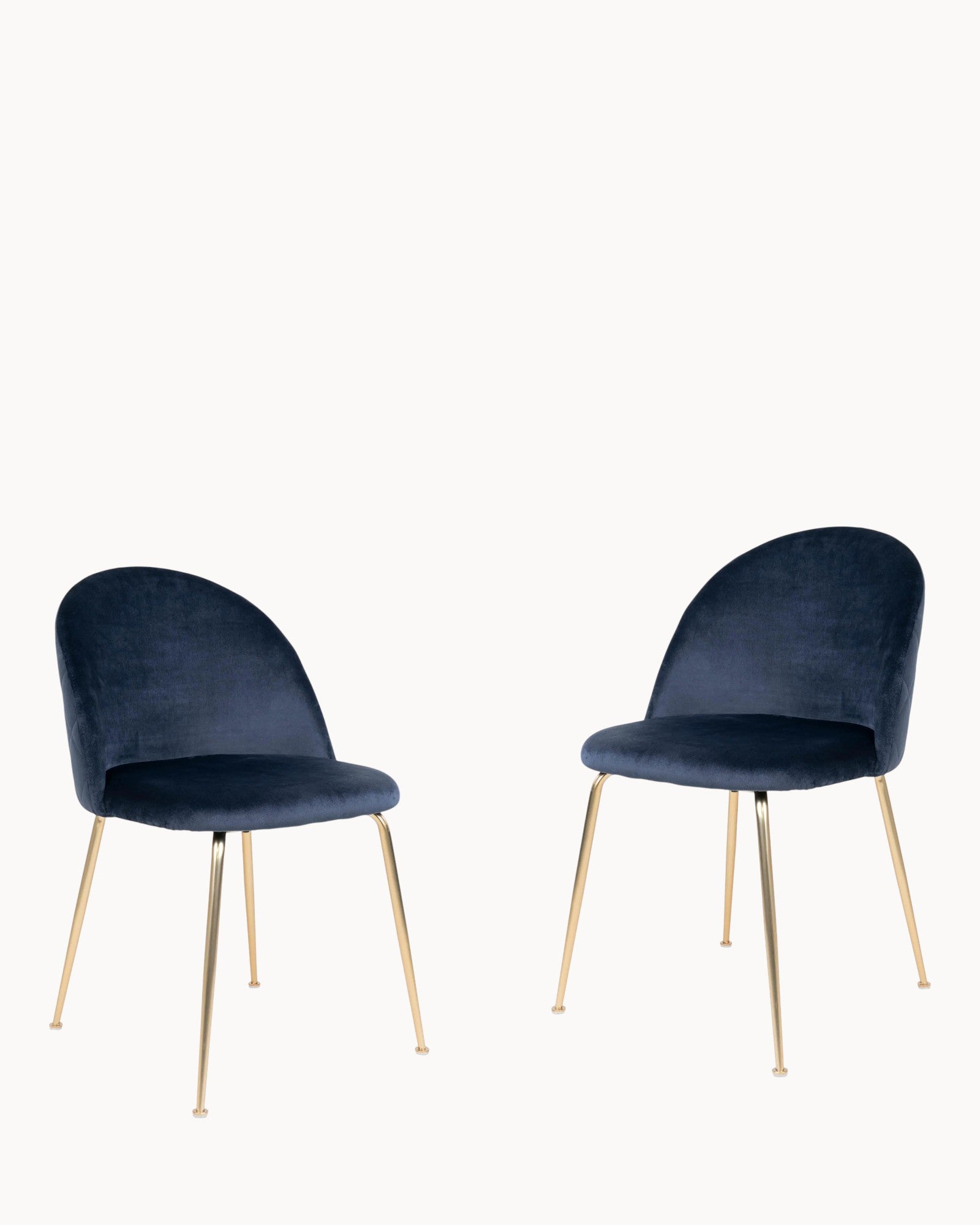 Dining Chair Set - Blue Velvet with Brass Legs - Set of 2