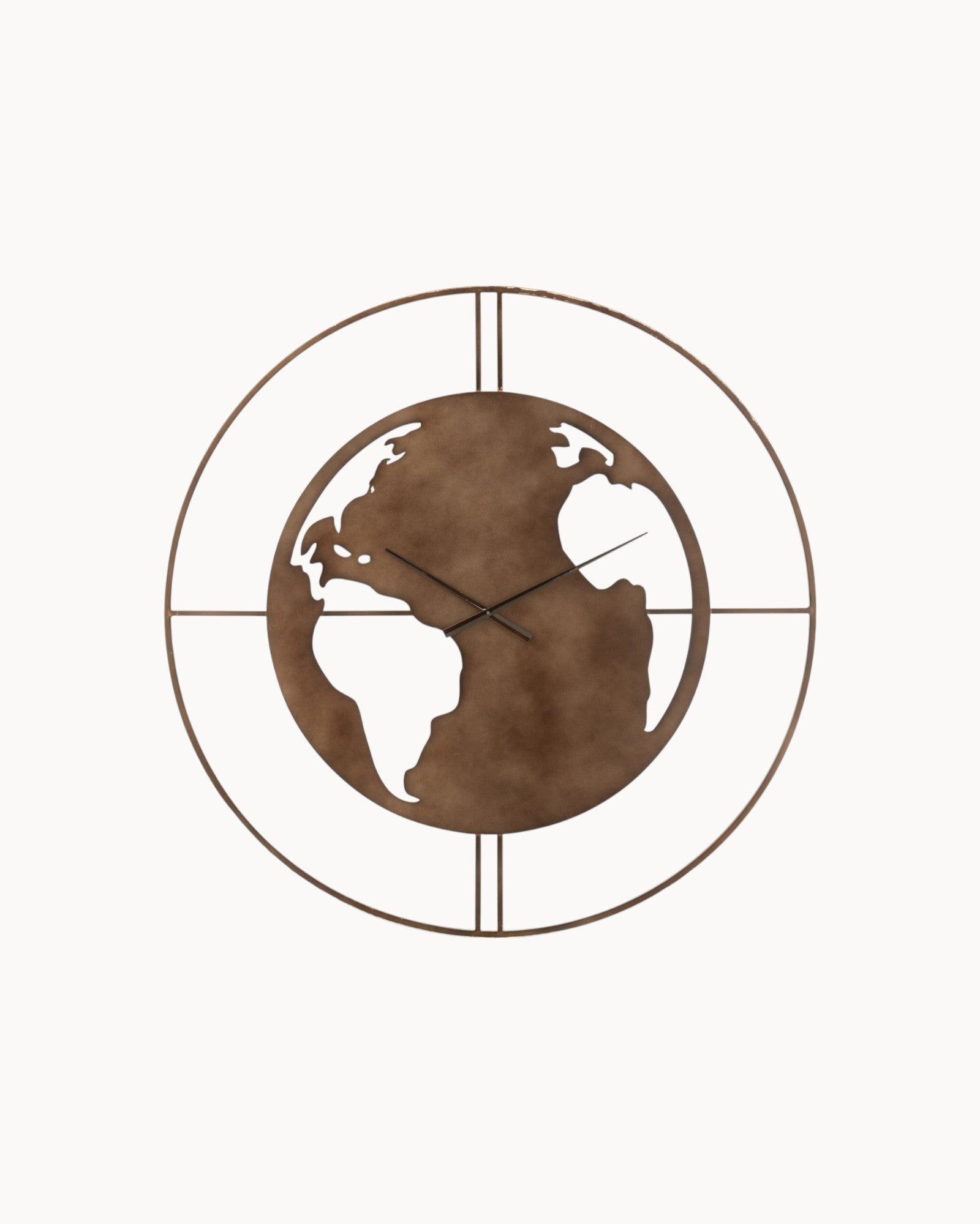 Wall Clock with World Map - Metal Brown - 90 cm - Industrial Design