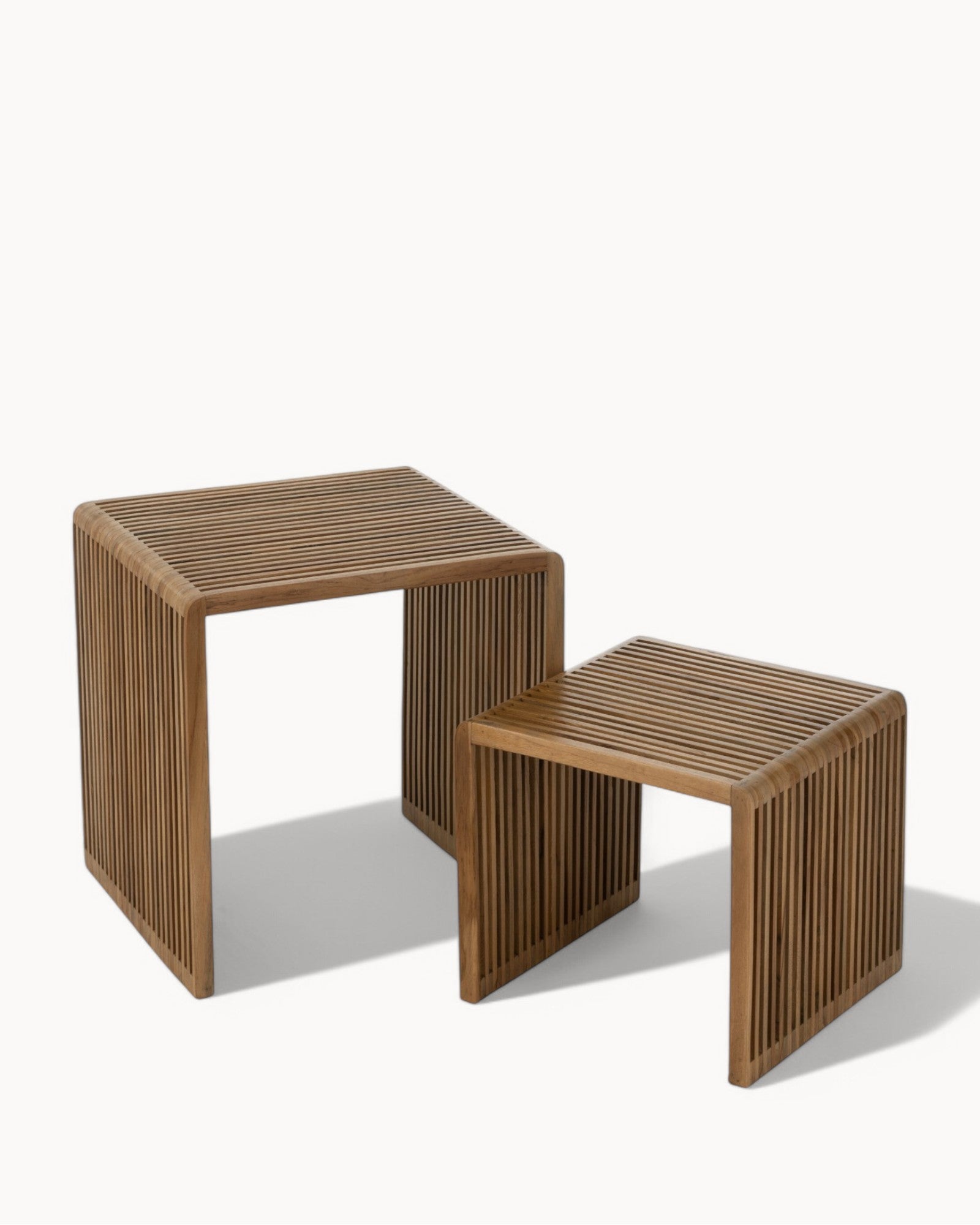 J-Line - Coffee Table Set Made from Recycled Teak - Natural, Set of 2
