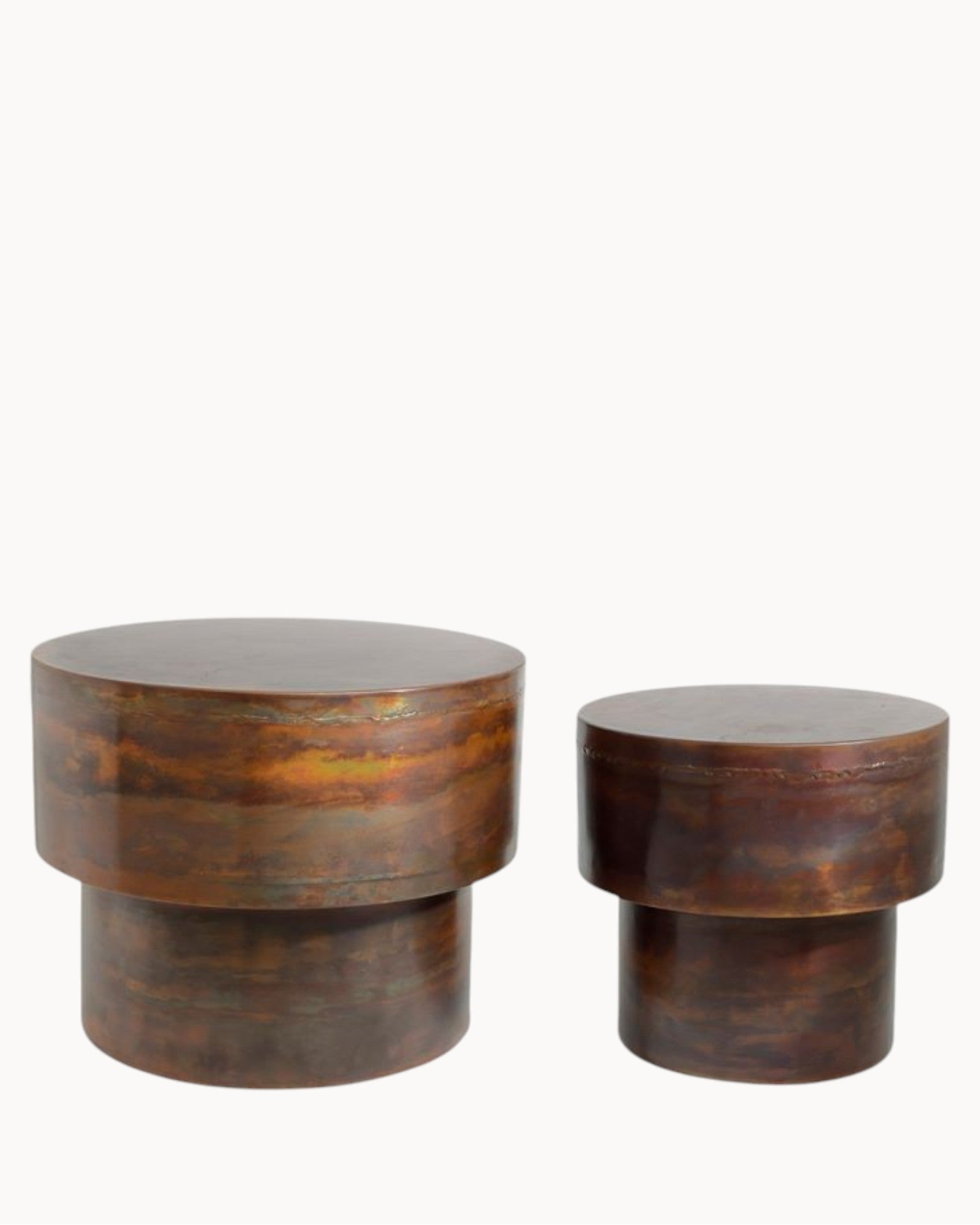 Gia Set - 2 Round Side Tables - Copper - Handmade from Metal