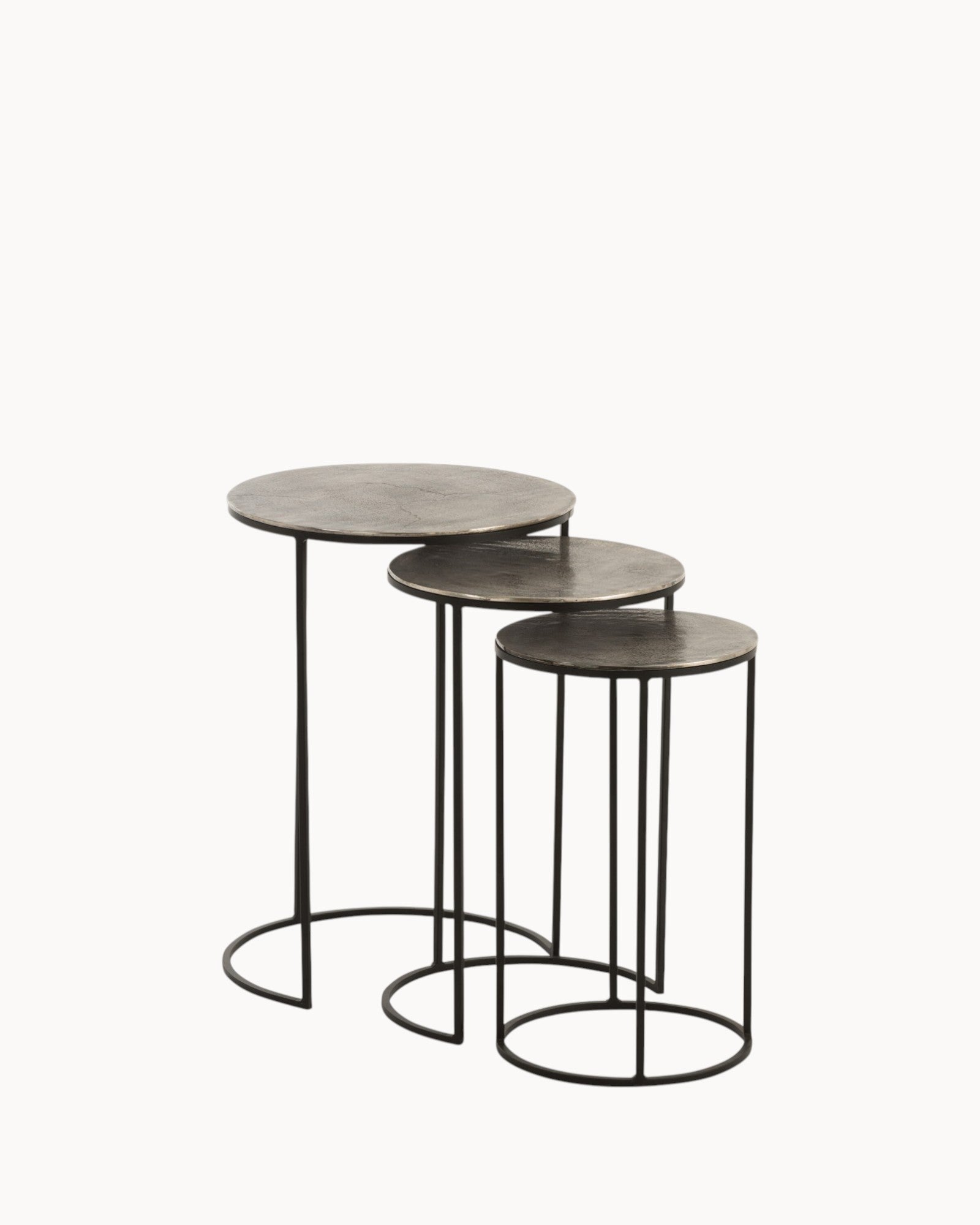 J-Line - Set of 3 Side Tables - Round Aluminum - Black/Grey