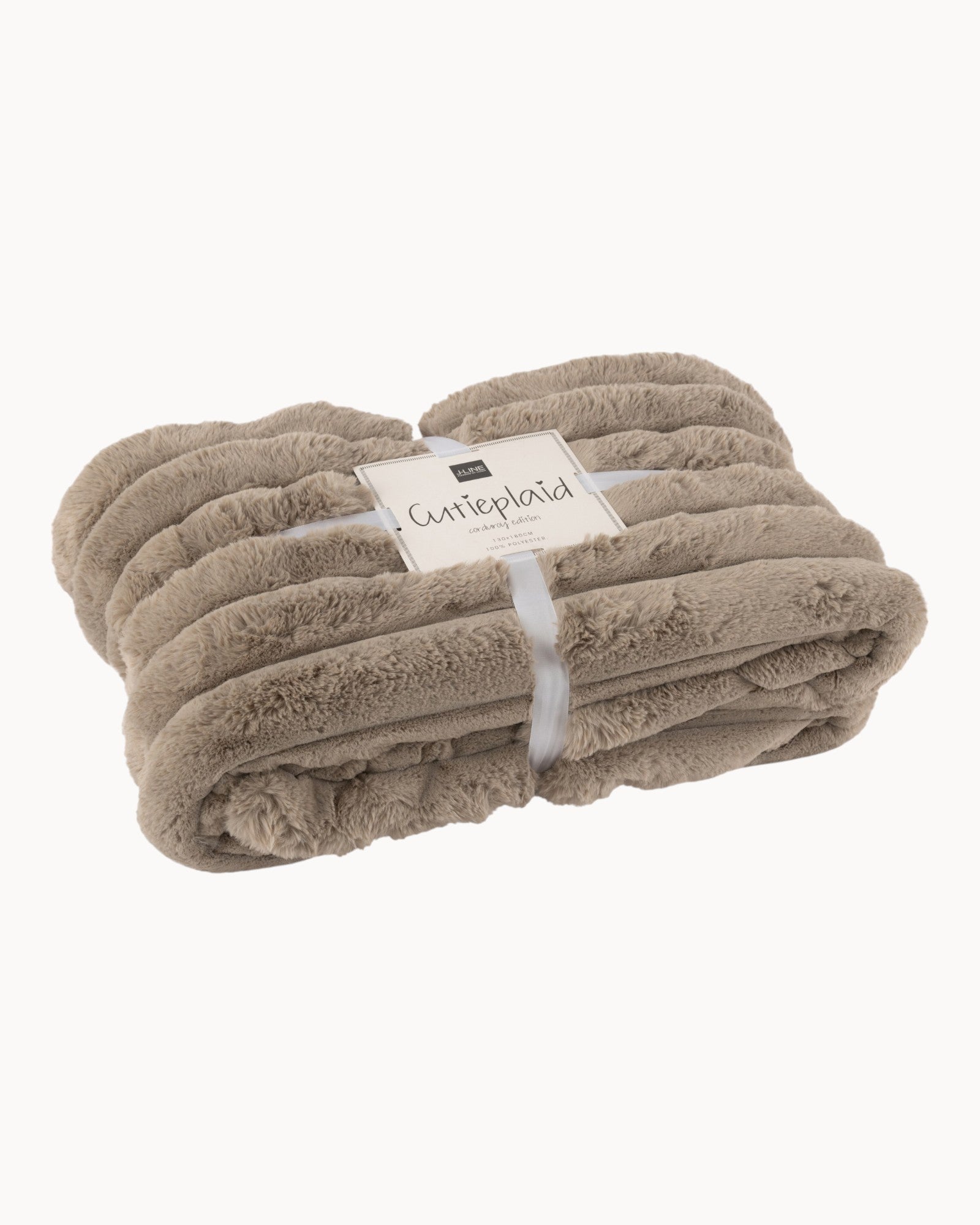 J-Line – Taupe Corduroy Plaid – Chestnut Cotton/Linen/Polyester Throw