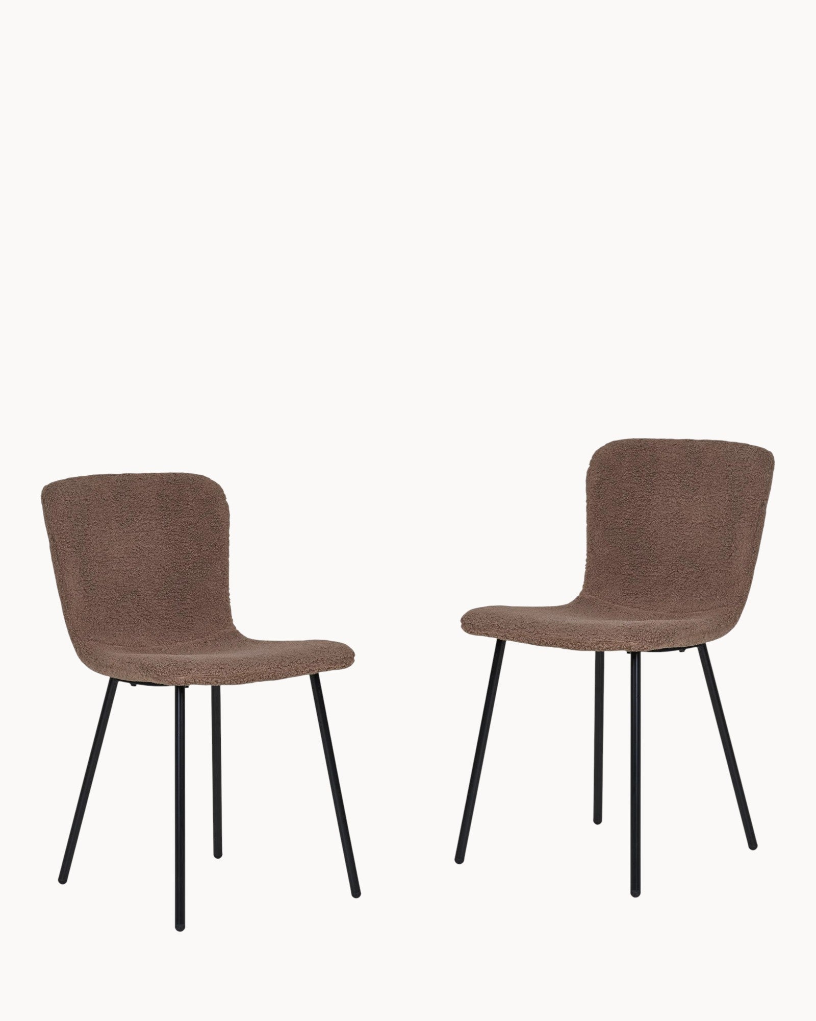 Halden Dining Chair - Dark Brown Faux Fur - Set of 2 - Black Legs