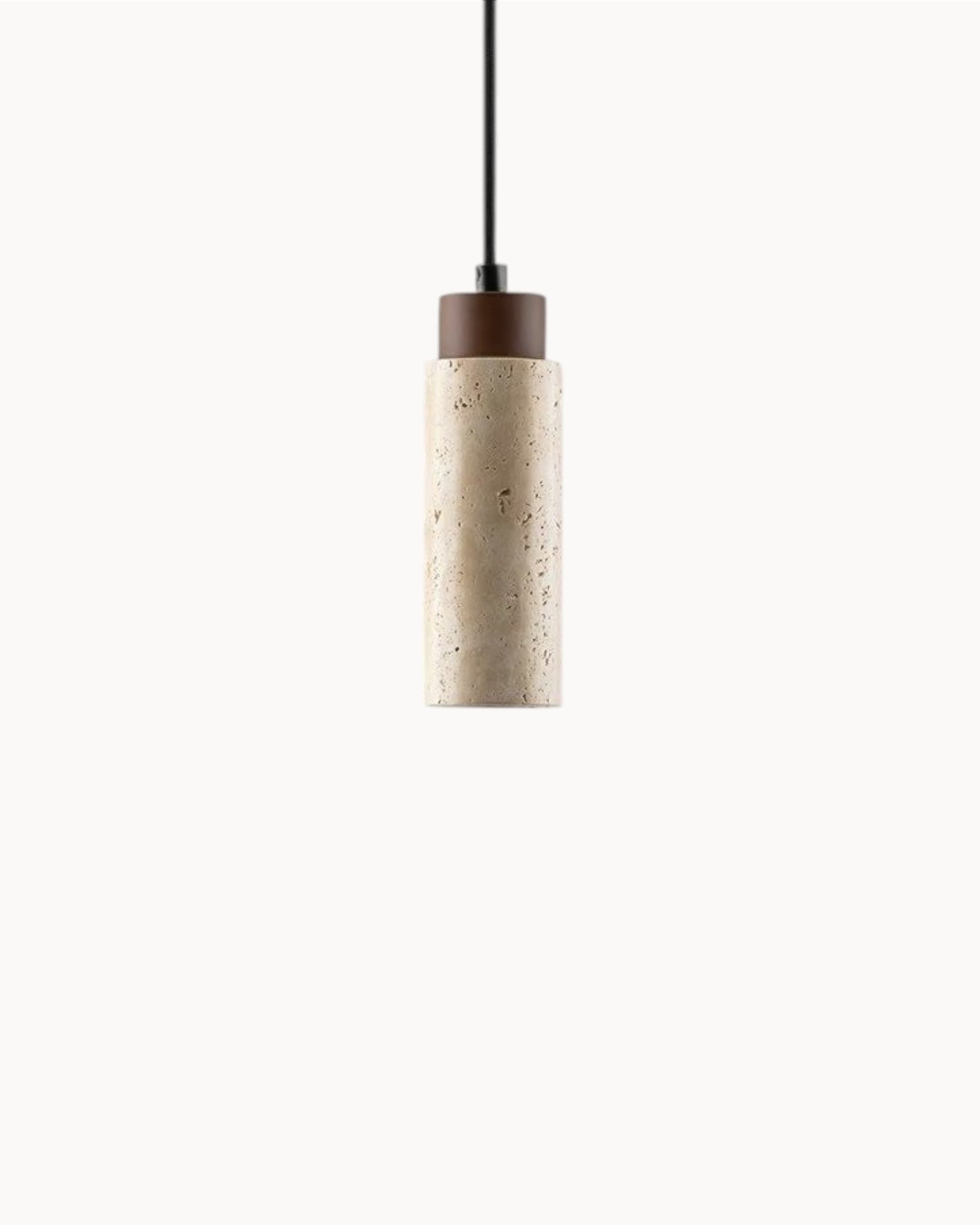 Davise Pendant Light Made of Travertine and Wood Ø10 cm, Height-Adjustable