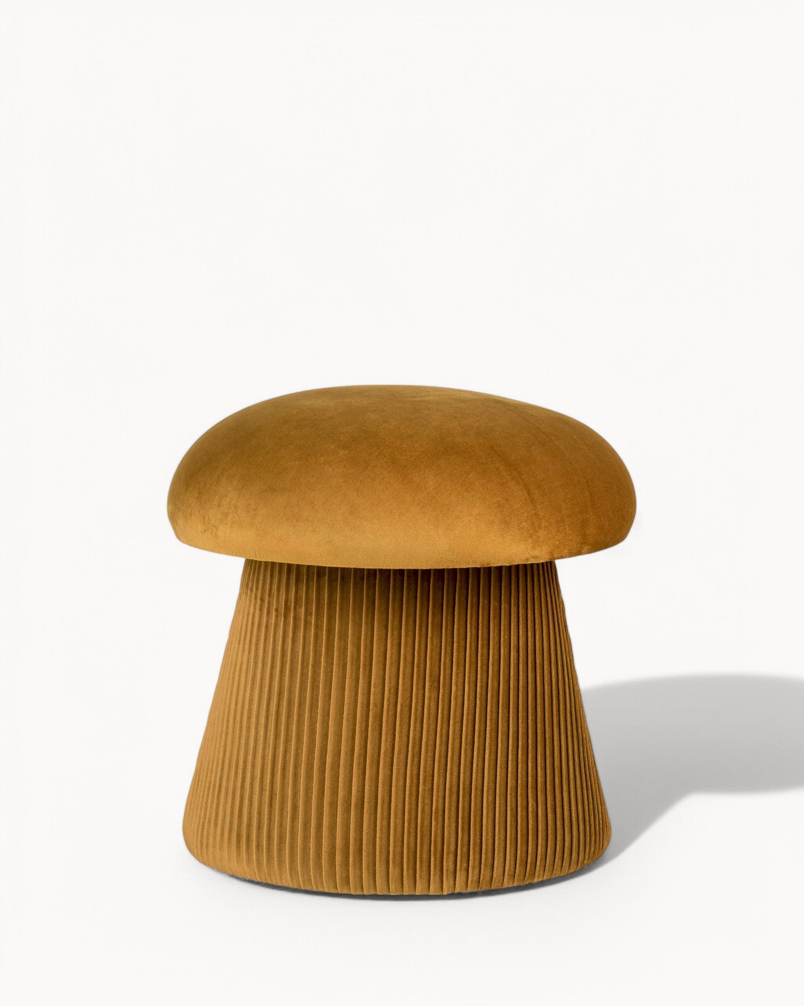 Hampton Pouf - Velvet, Ochre, Ø41x39 cm - Compact Pouf