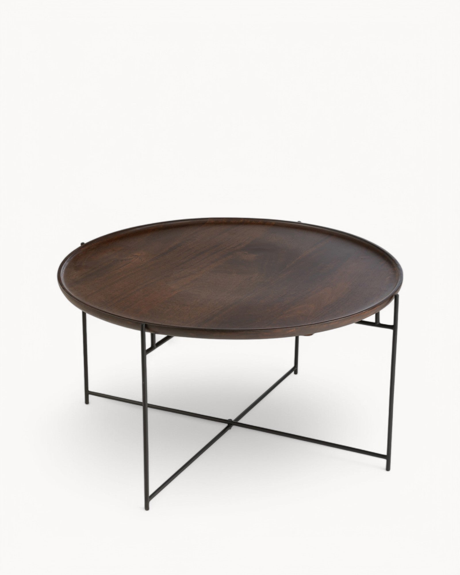 J-Line - Coffee Tables Round - Mango Wood & Iron - Brown/Black - 80cm