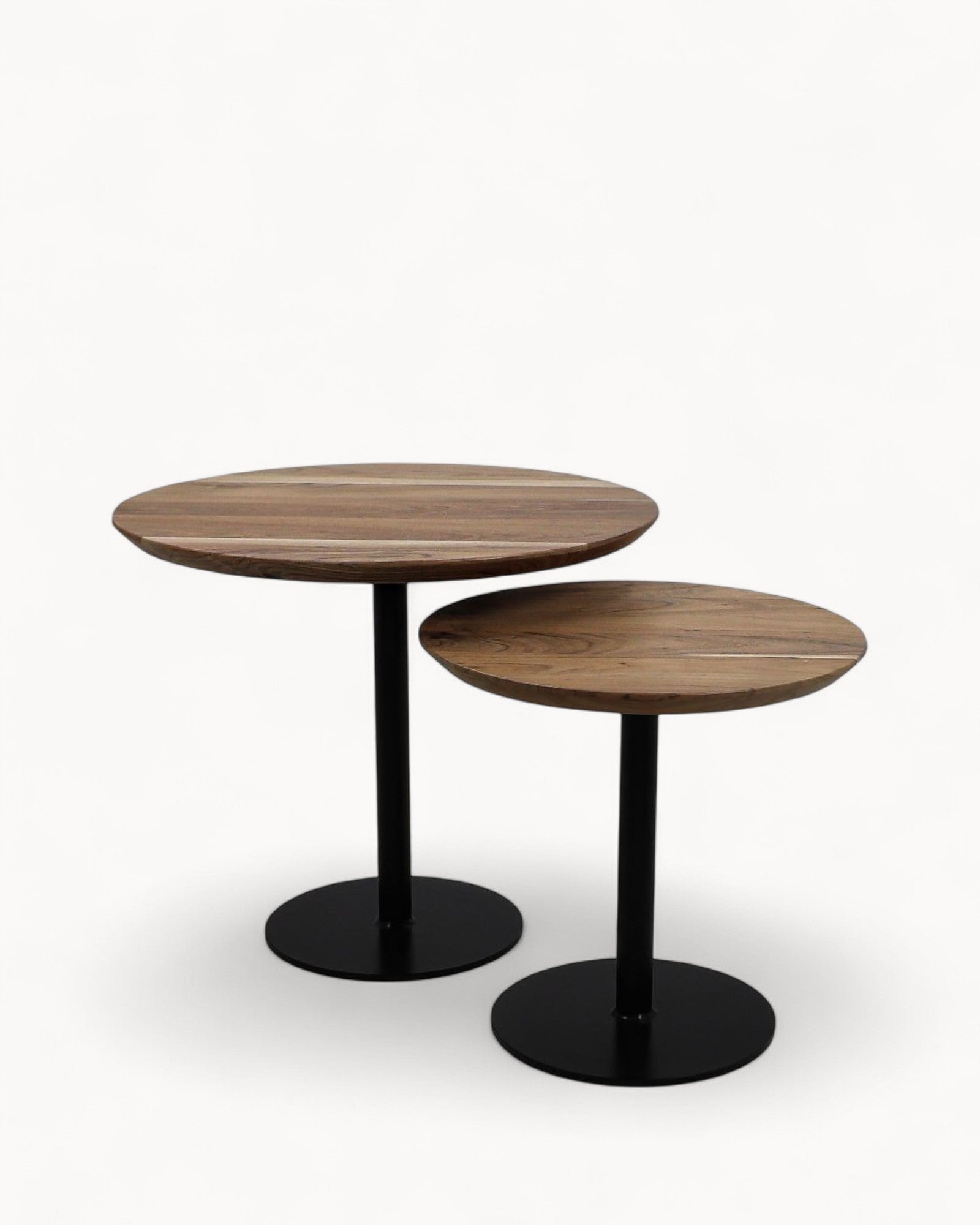 Round Tables Zurich Set - Acacia Wood & Metal - 60 cm & 45 cm - Natural/Black
