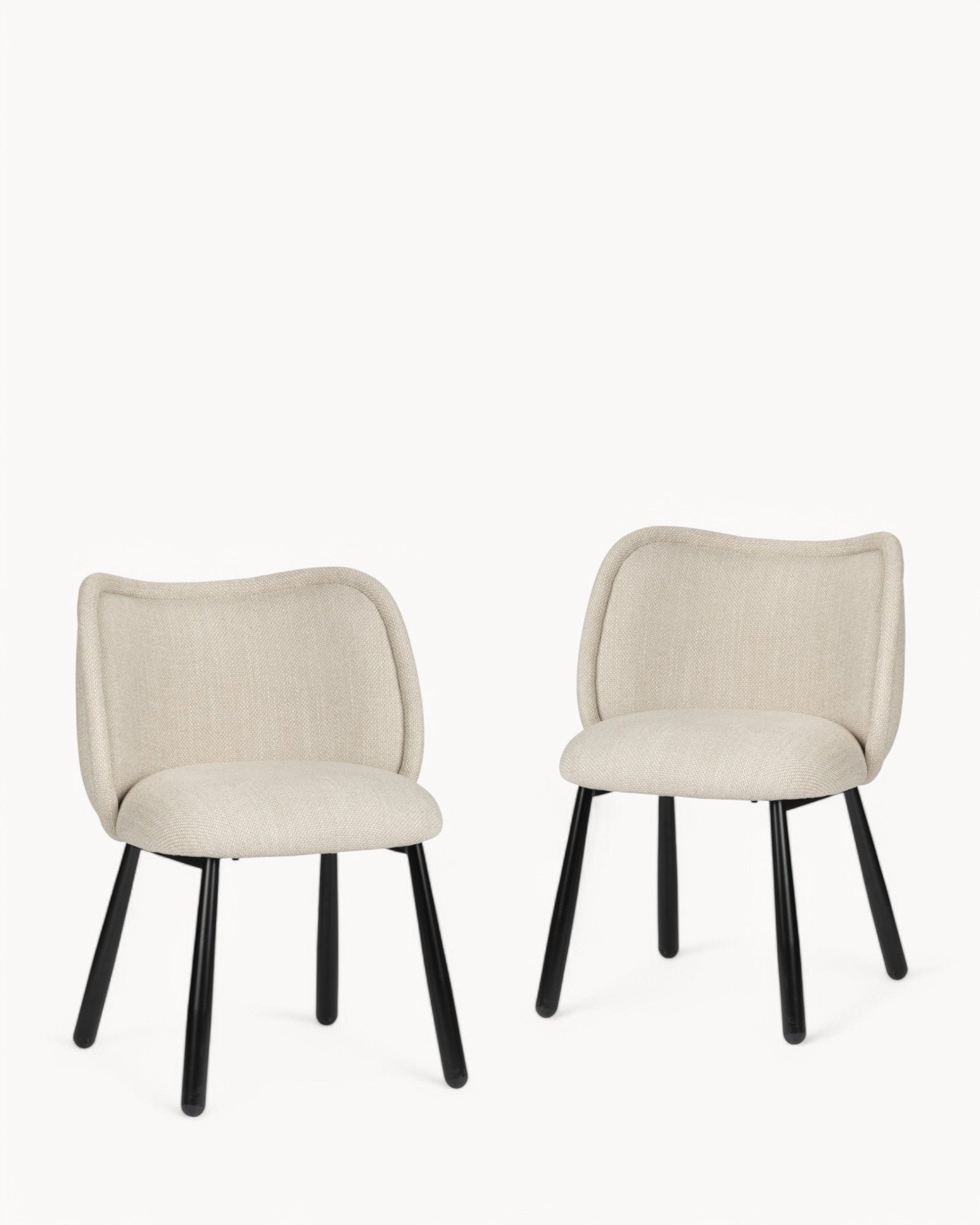 Panda Chair Beige - Ergonomic, Set of 2 with Black Steel Frame