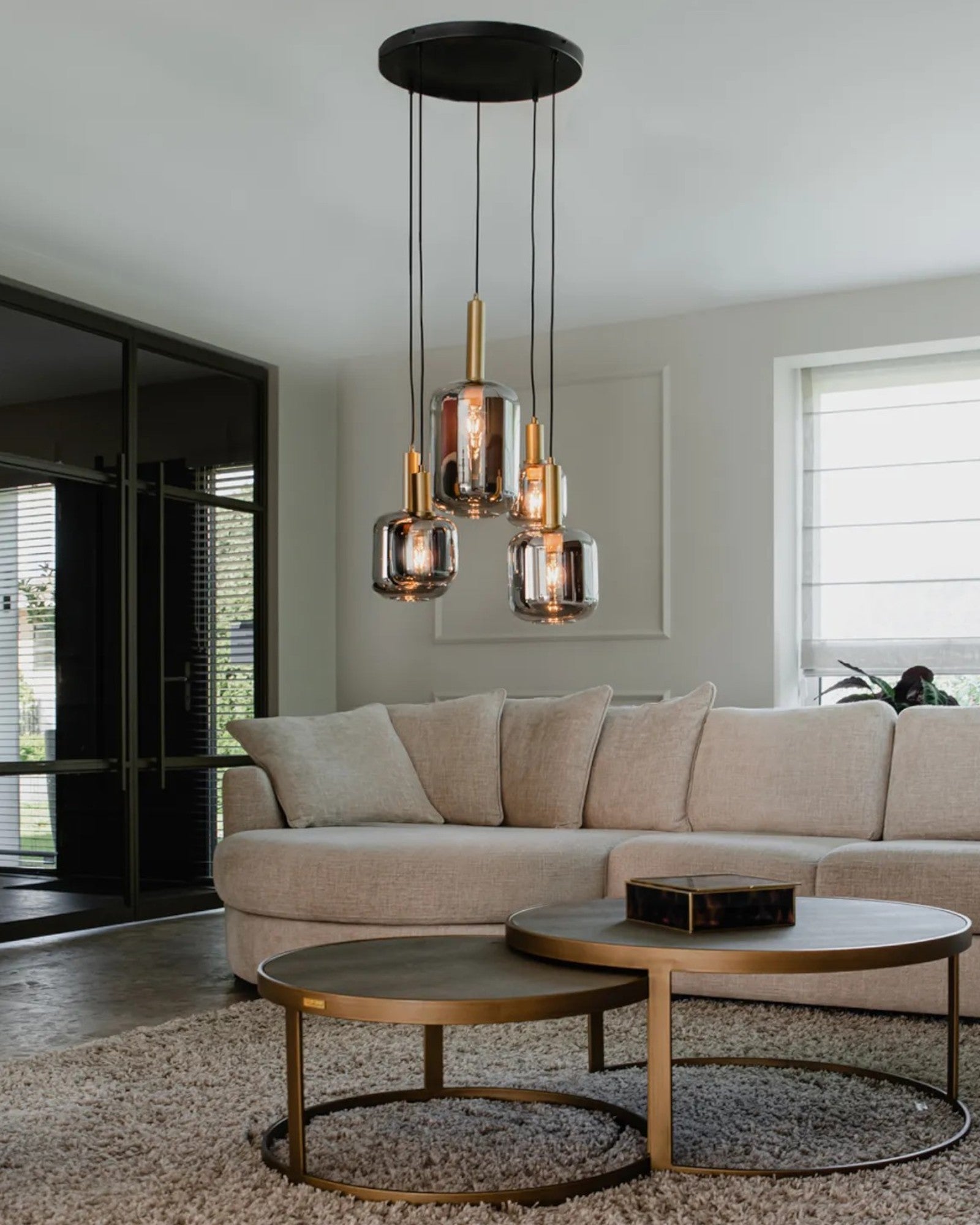 Nordic Pendelleuchte - Moderne Glas Hängelampe 5-flammig Schwarz