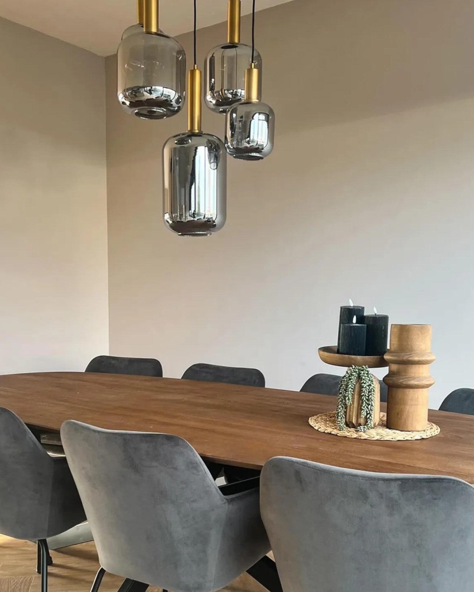 Nordic Pendelleuchte - Moderne Glas Hängelampe 5-flammig Schwarz