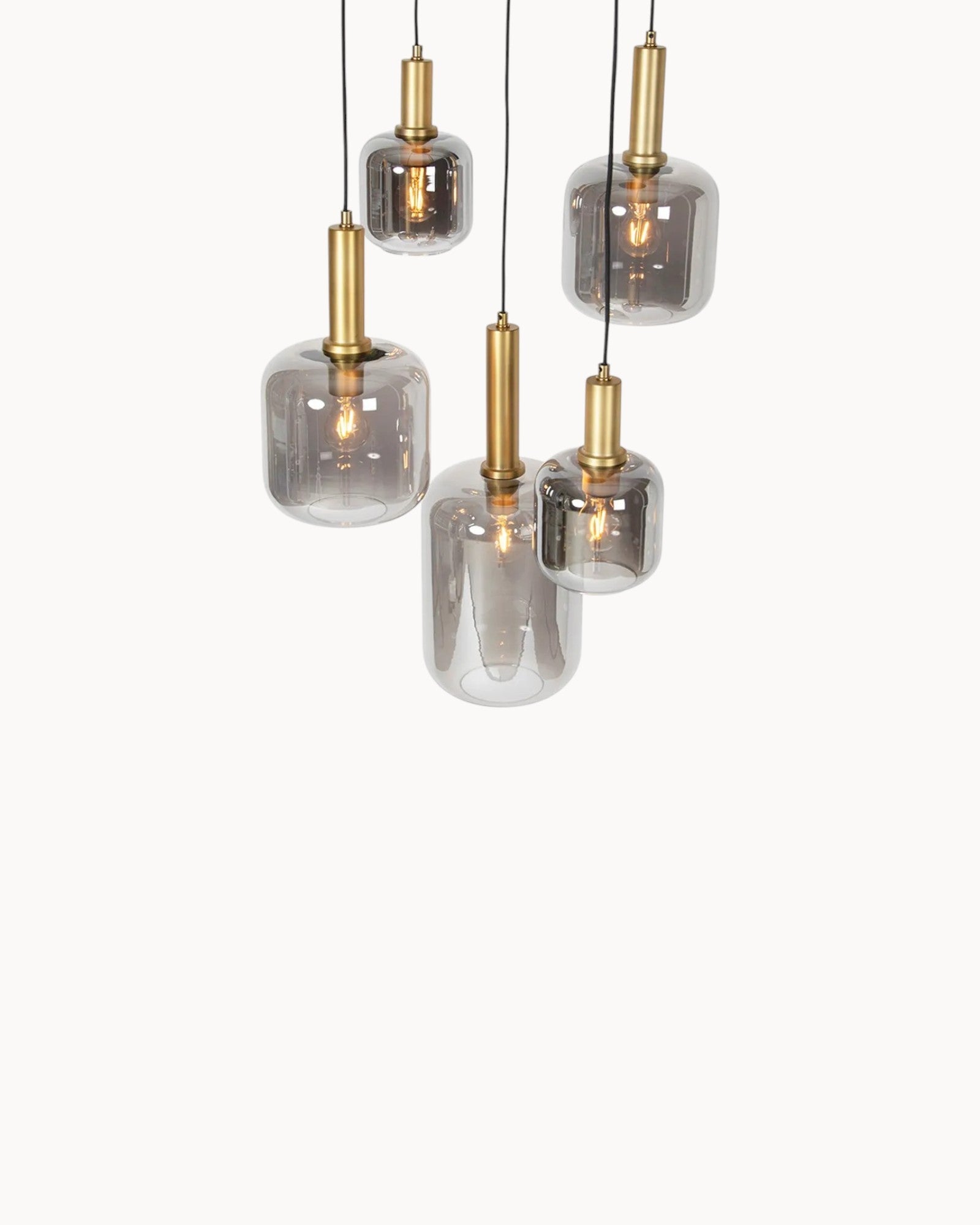 Nordic Pendelleuchte - Moderne Glas Hängelampe 5-flammig Schwarz