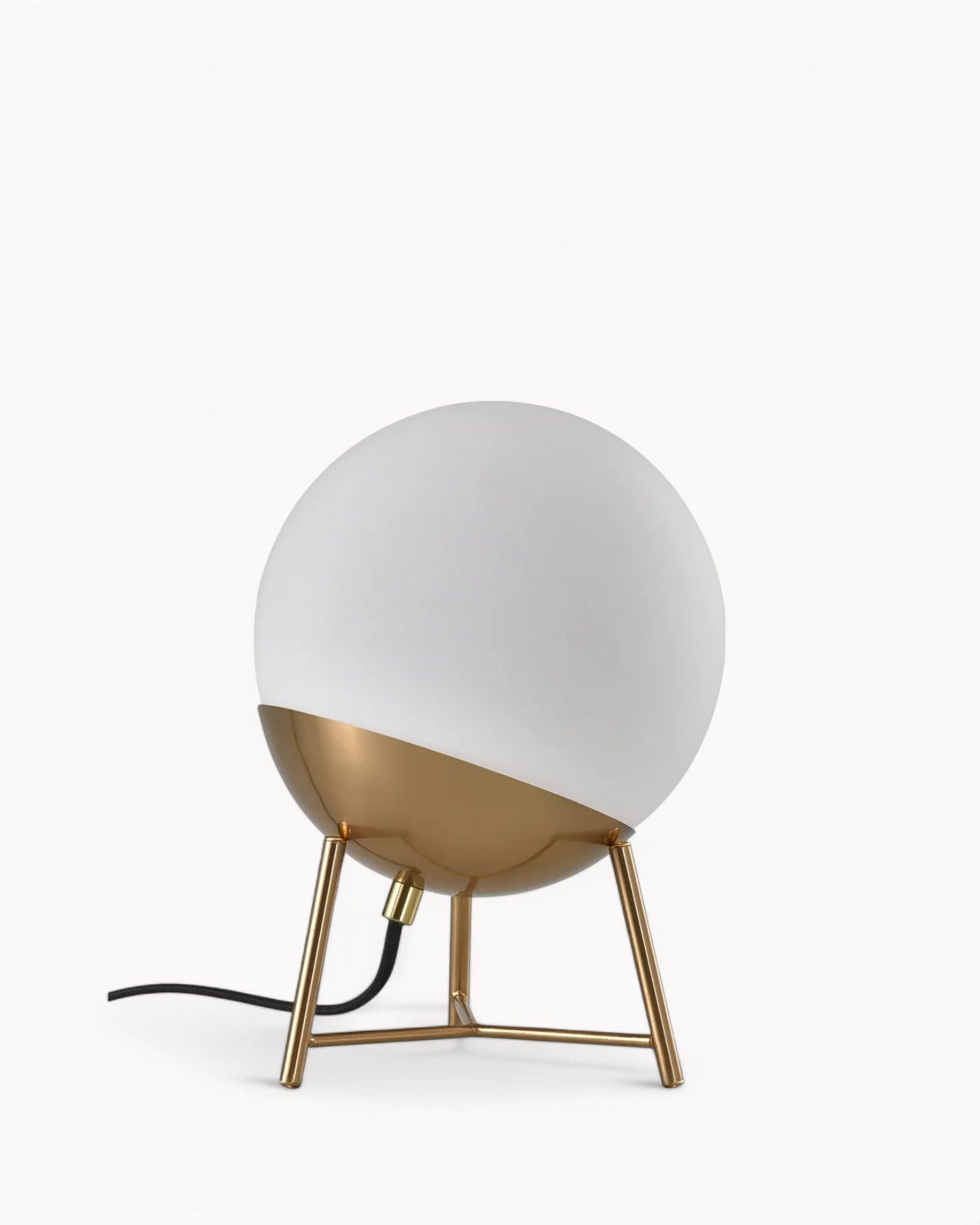 Chelsea Table Lamp - Brass Look - White Glass Globe - 26 cm High