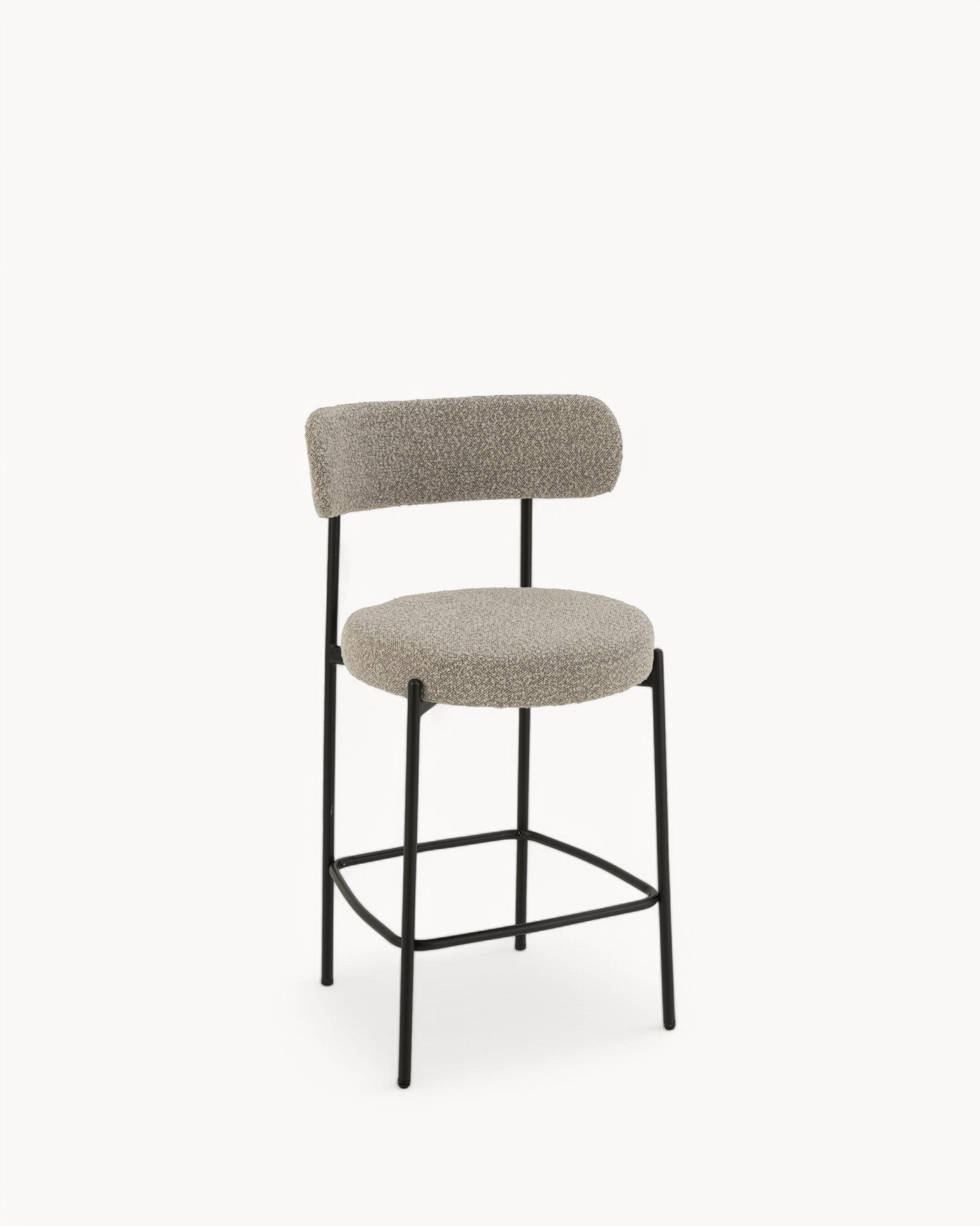 J-Line - Bar Chair - Modern Boucle Grey - Plywood & Metal Frame - 67cm