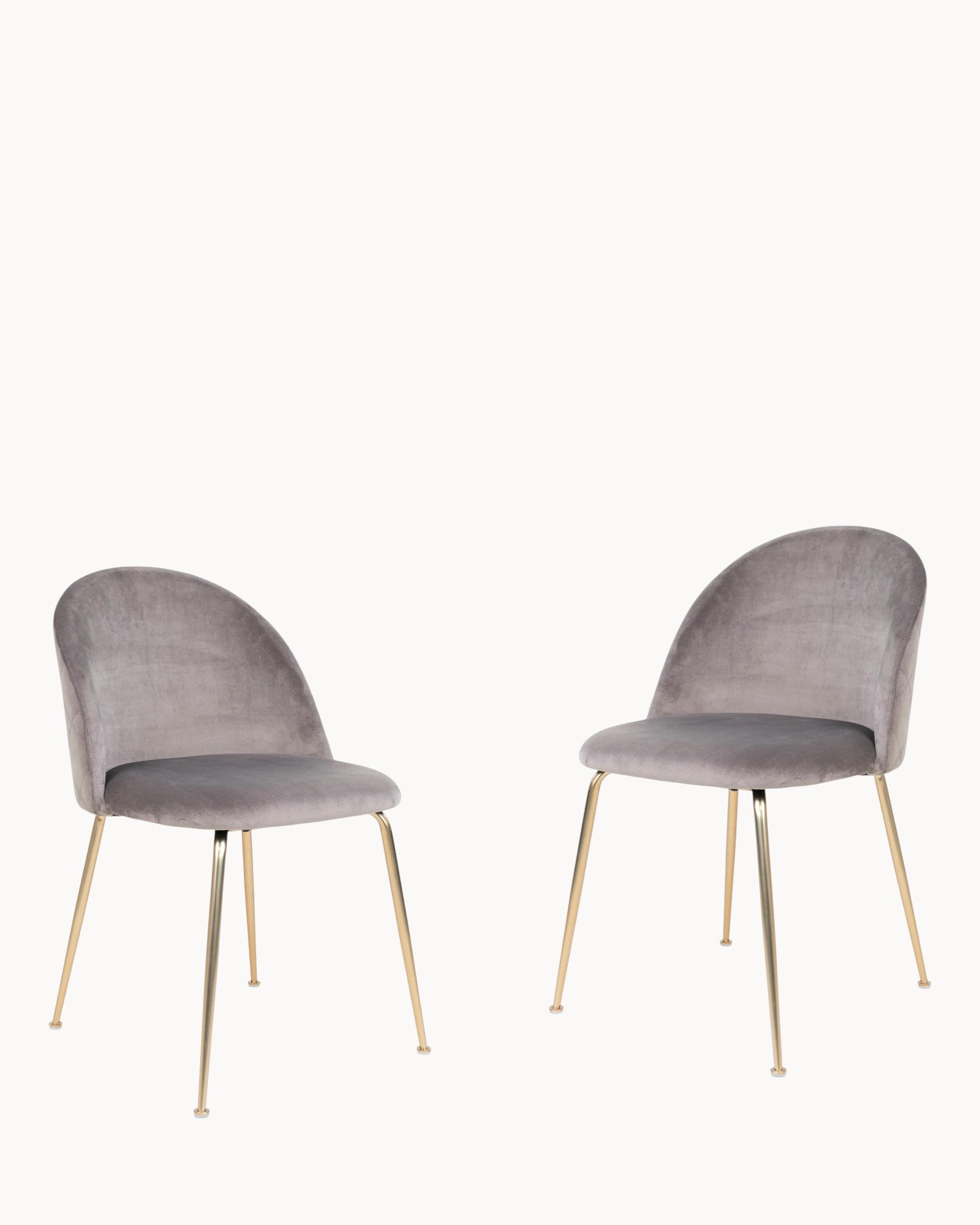Geneve Dining Chair - Gray Velvet, Brass-Look Legs (Set of 2)