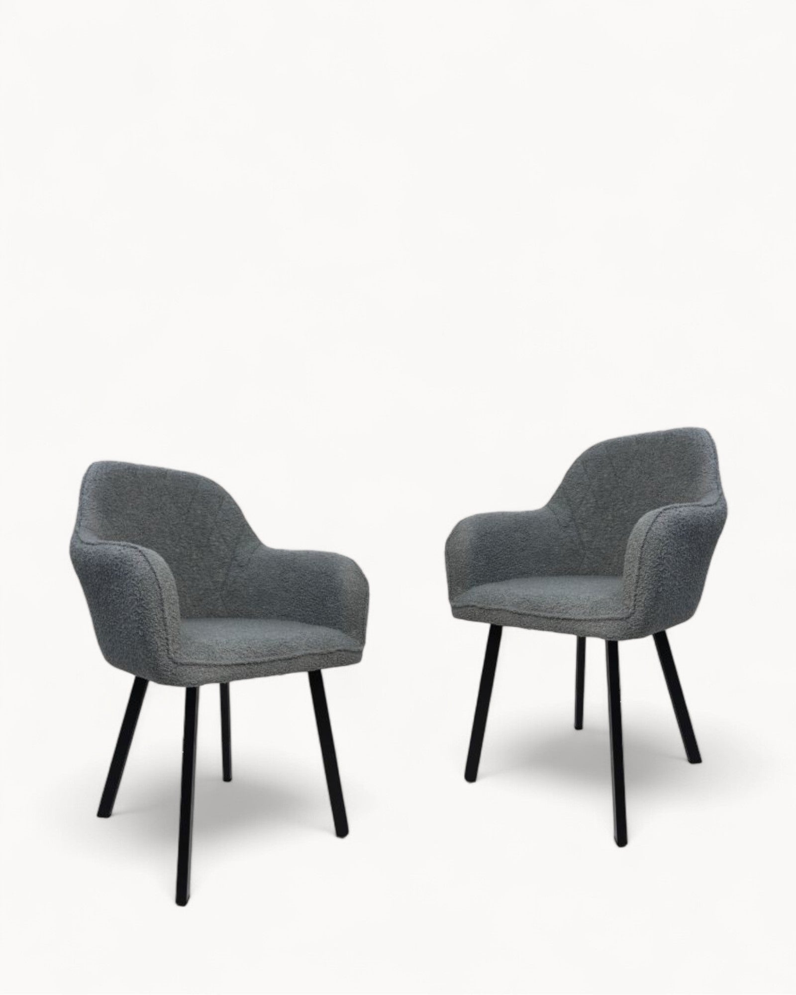 Dining Chair, Set of 2 – Demi – Light Gray/Black – Fabric & Metal – Modern